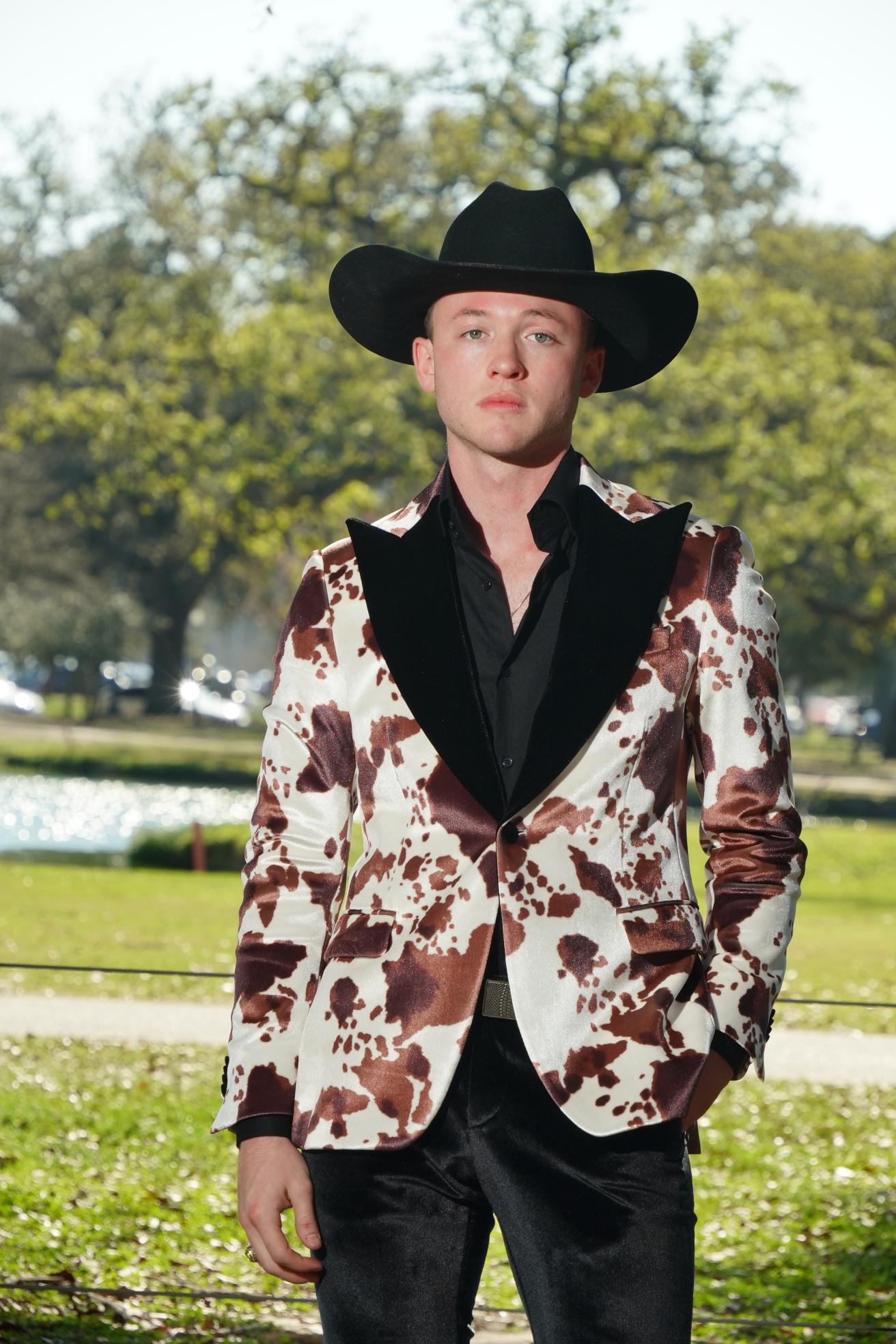 Western Luxe Cow Print Statement Blazer Set