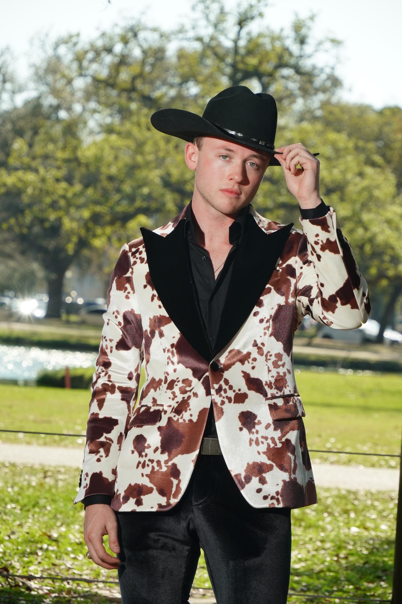 Western Luxe Cow Print Statement Blazer Set