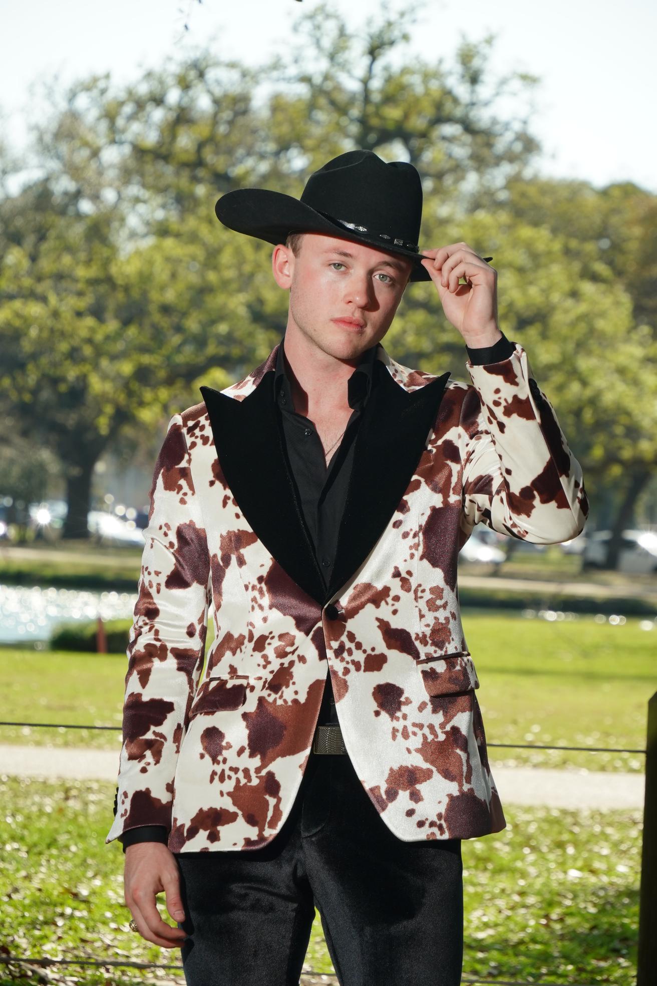 Western Luxe Cow Print Statement Blazer Set