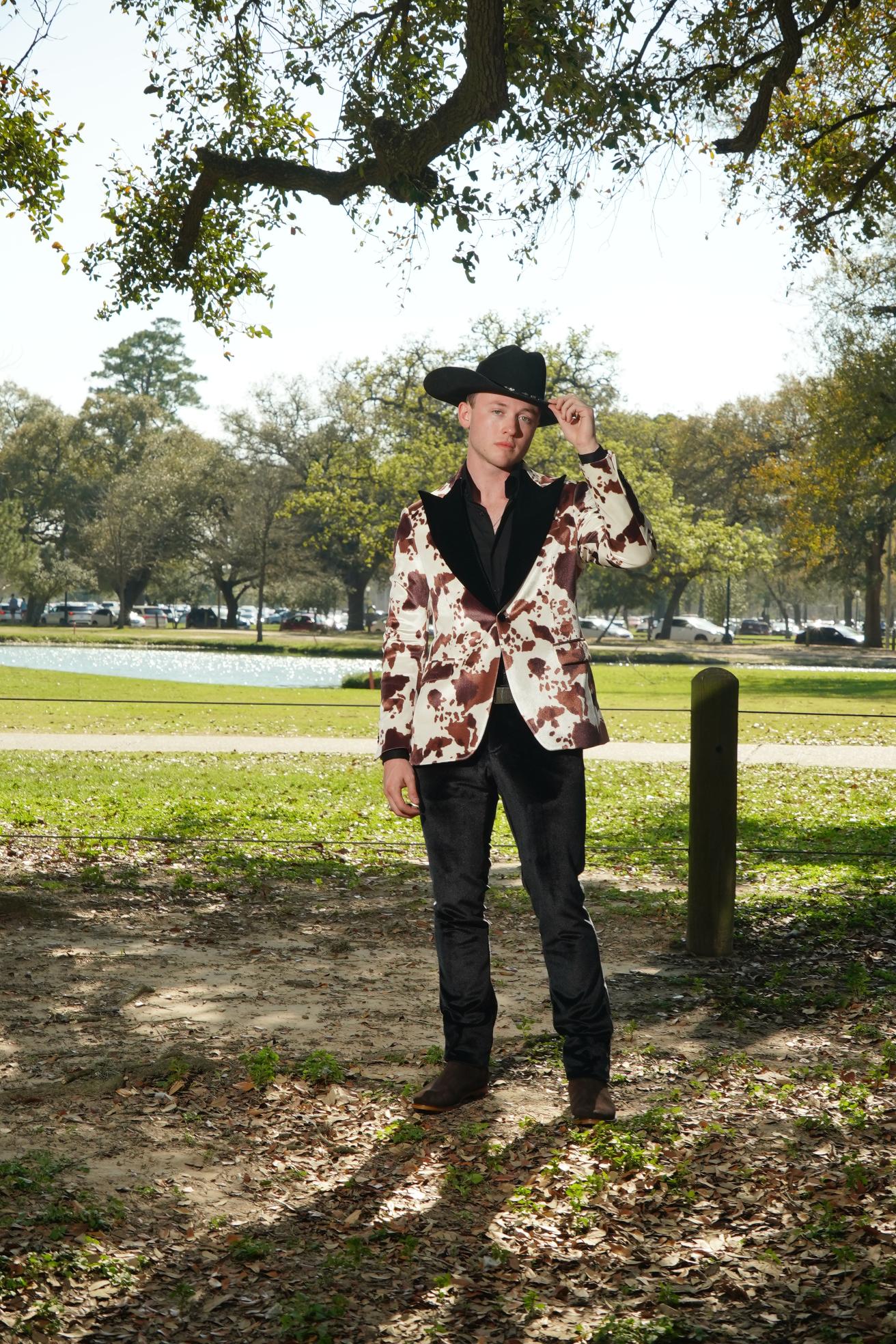 Western Luxe Cow Print Statement Blazer Set