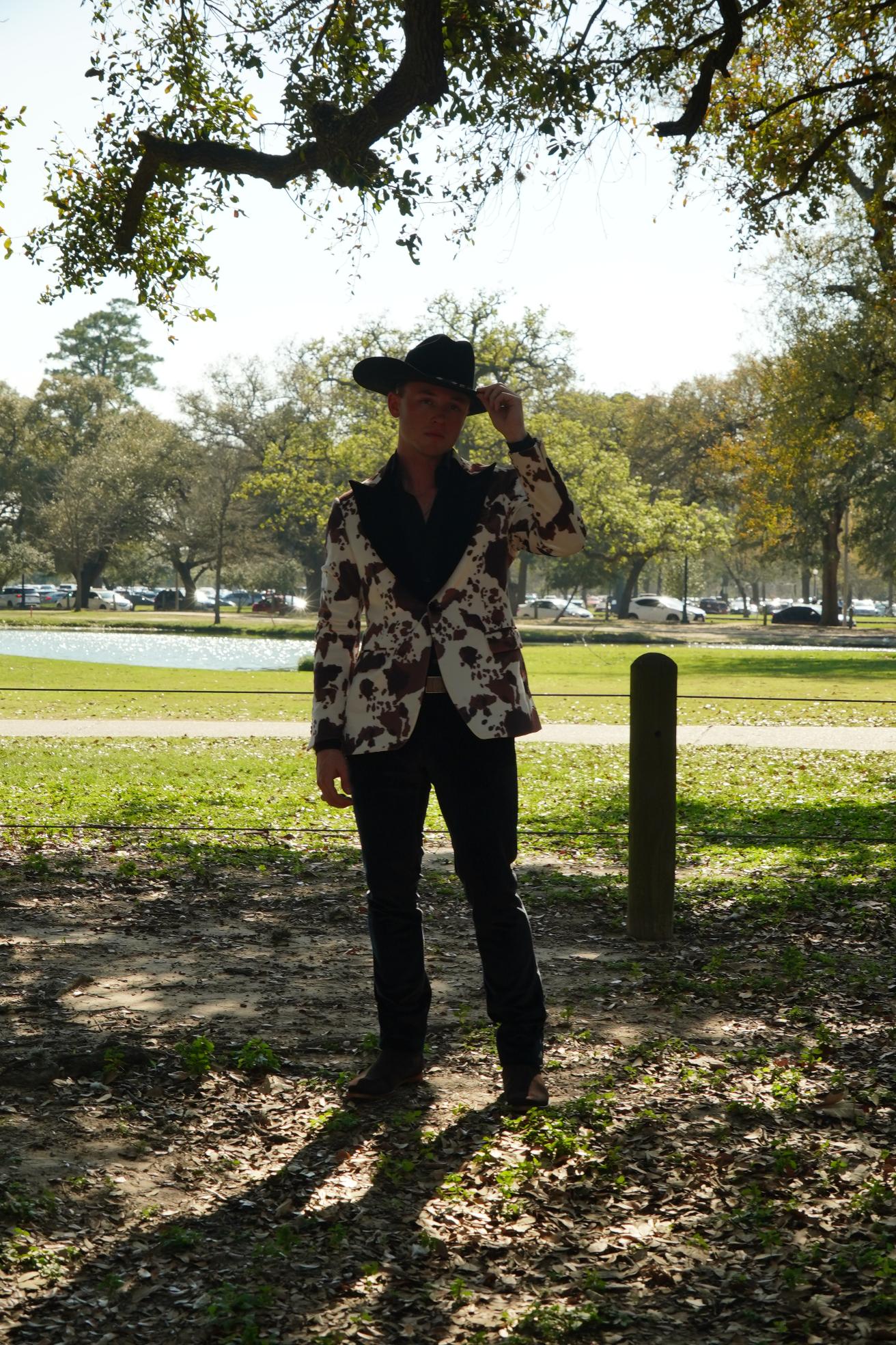 Western Luxe Cow Print Statement Blazer Set