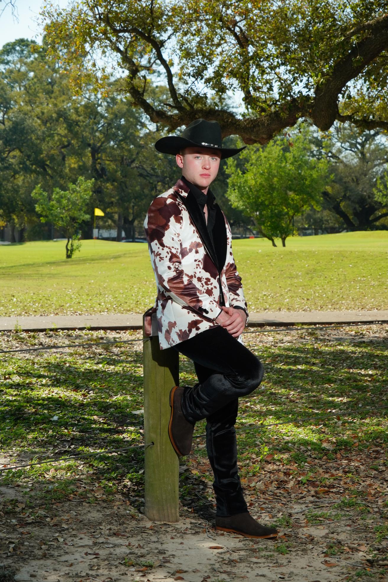 Western Luxe Cow Print Statement Blazer Set