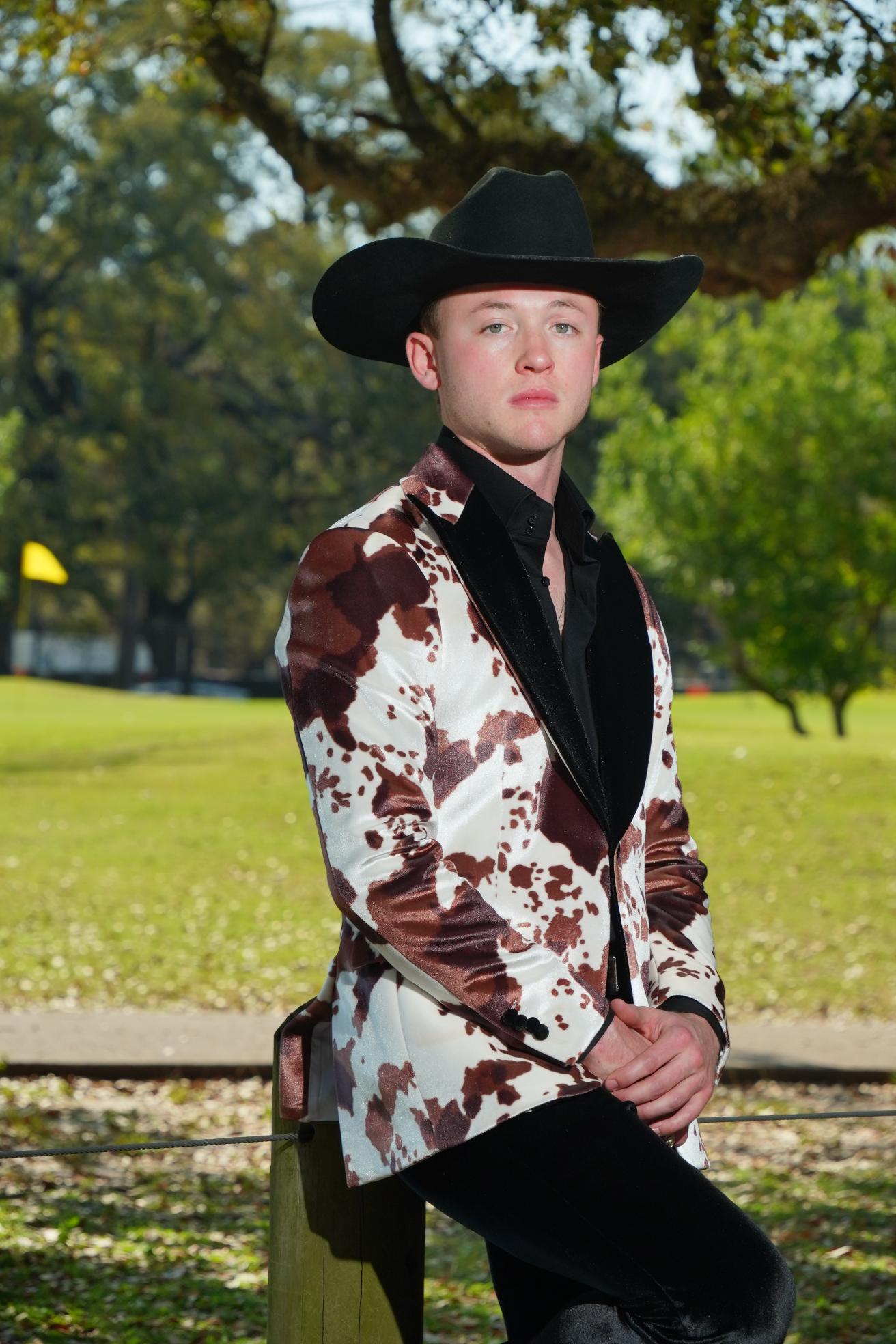 Western Luxe Cow Print Statement Blazer Set