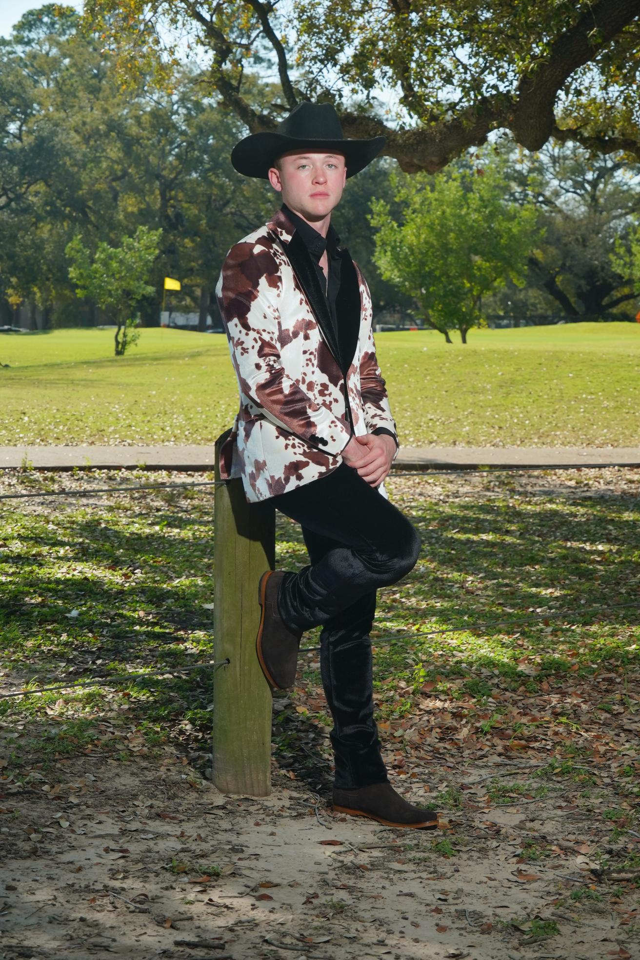 Western Luxe Cow Print Statement Blazer Set