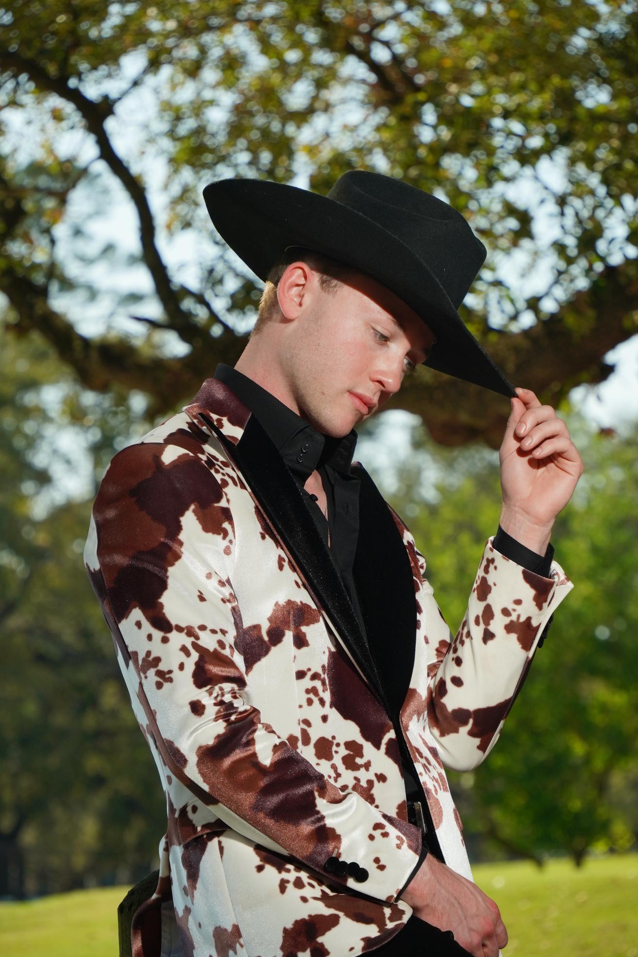 Western Luxe Cow Print Statement Blazer Set