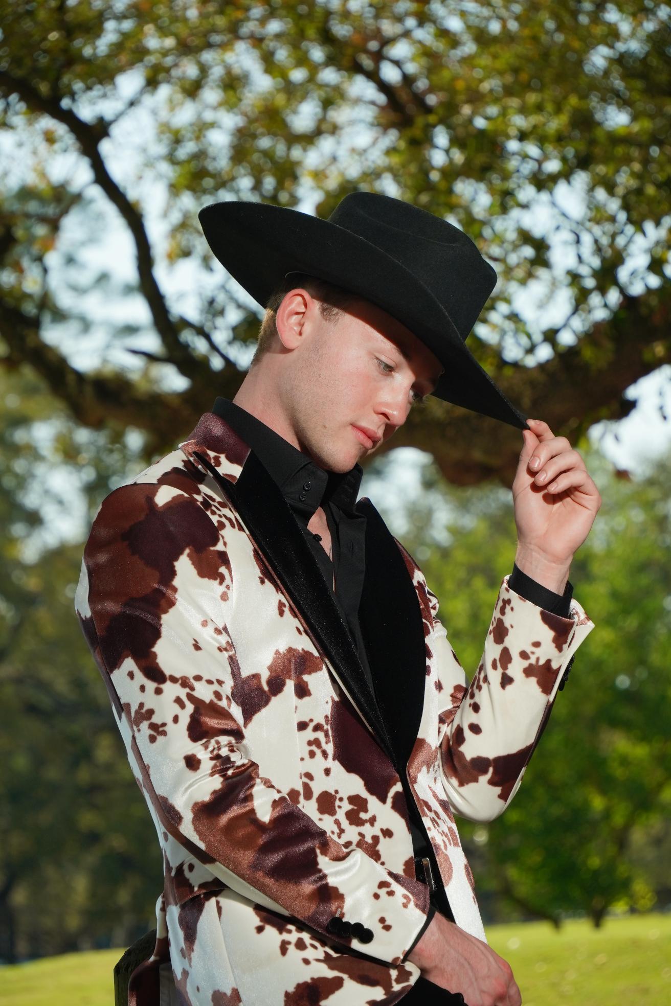 Western Luxe Cow Print Statement Blazer Set