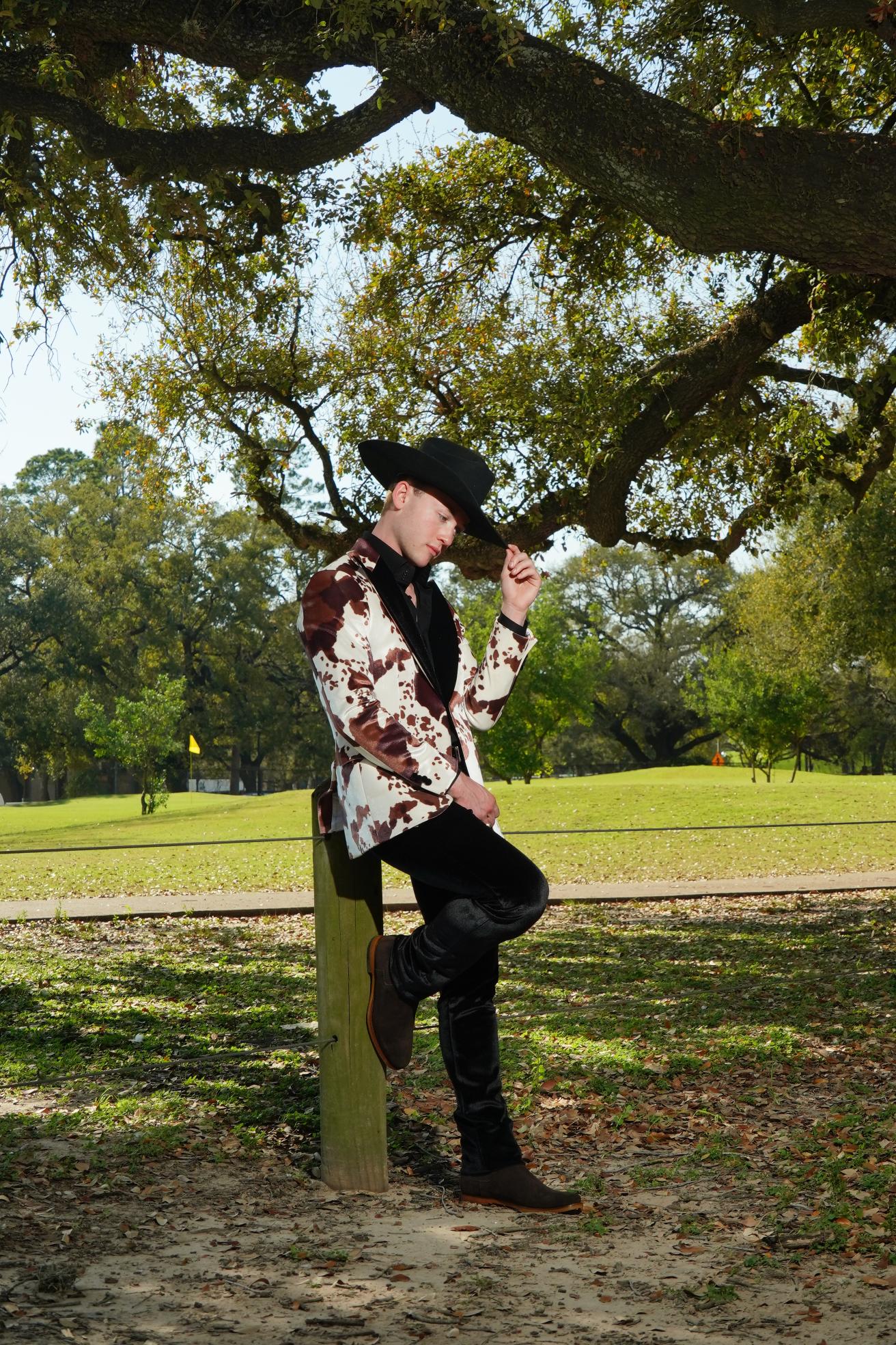 Western Luxe Cow Print Statement Blazer Set