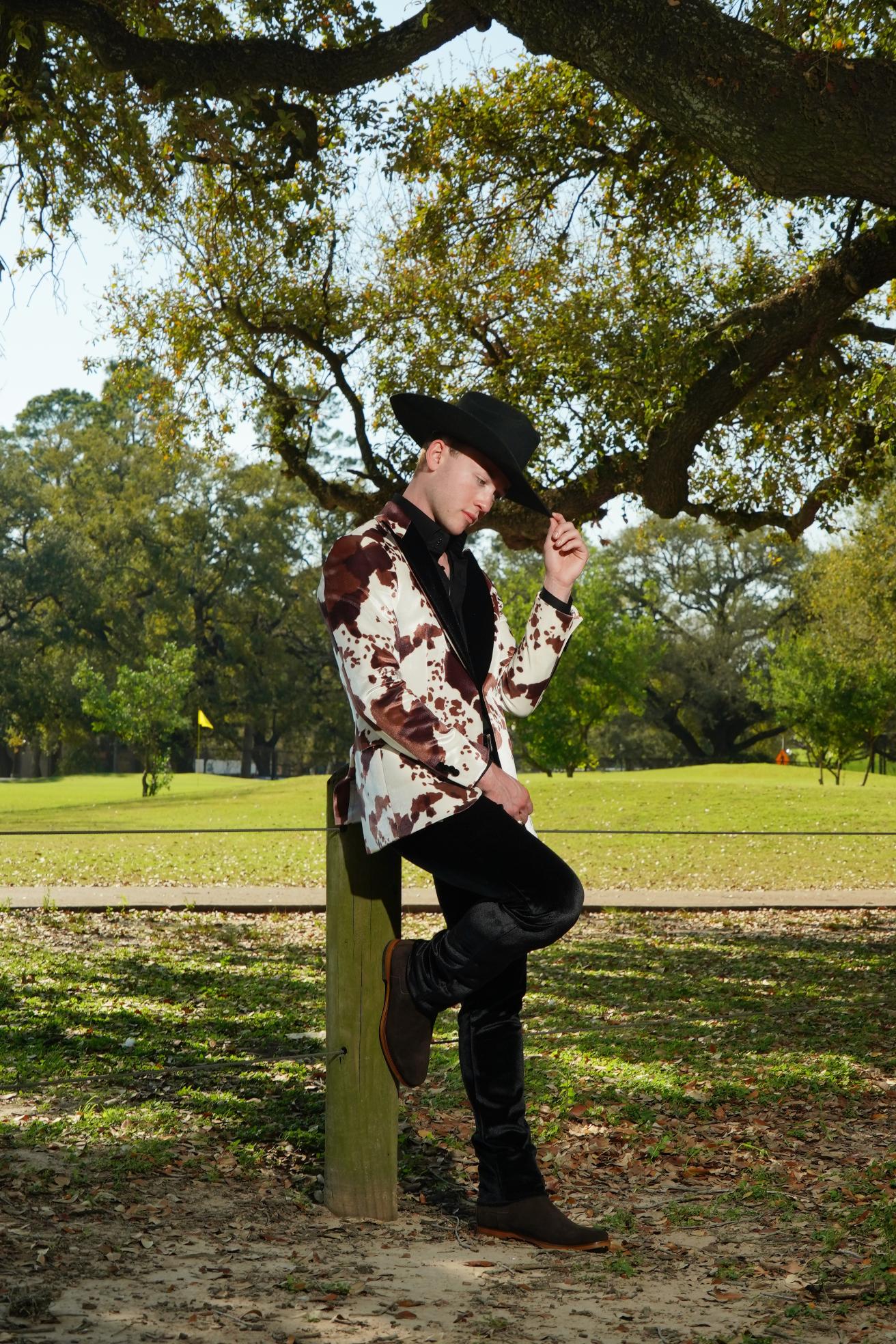 Western Luxe Cow Print Statement Blazer Set