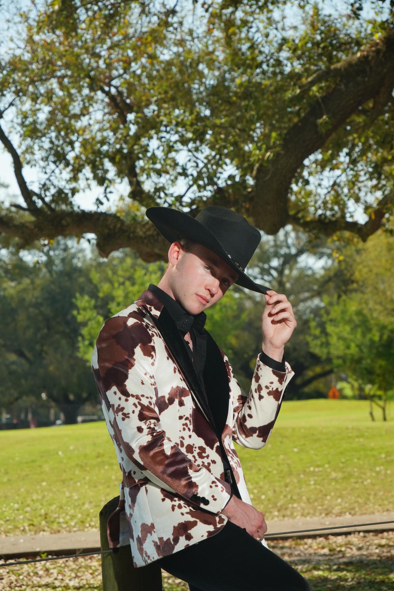 Western Luxe Cow Print Statement Blazer Set