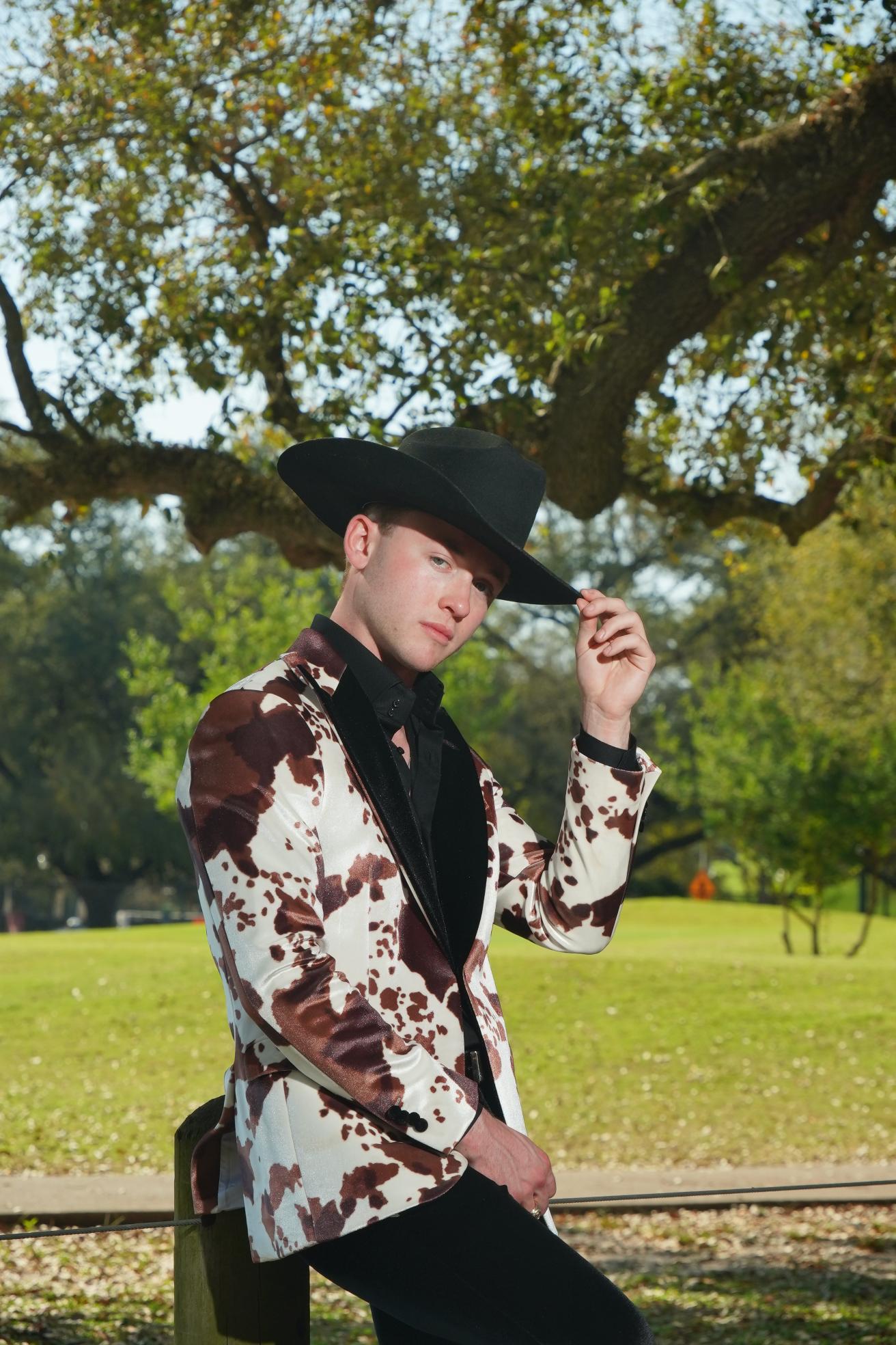 Western Luxe Cow Print Statement Blazer Set