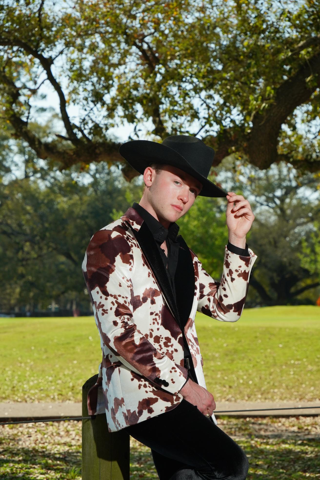 Western Luxe Cow Print Statement Blazer Set