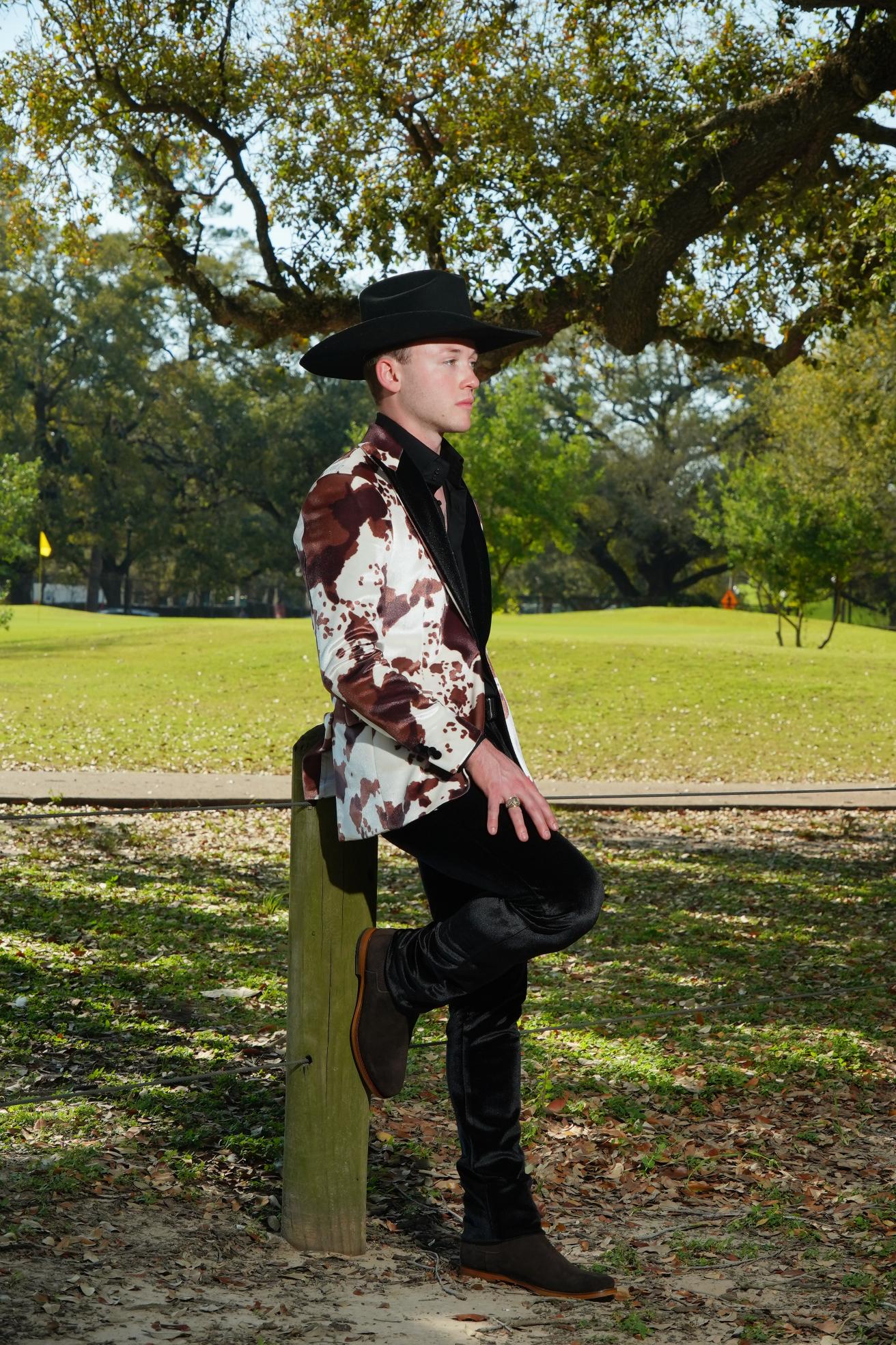 Western Luxe Cow Print Statement Blazer Set