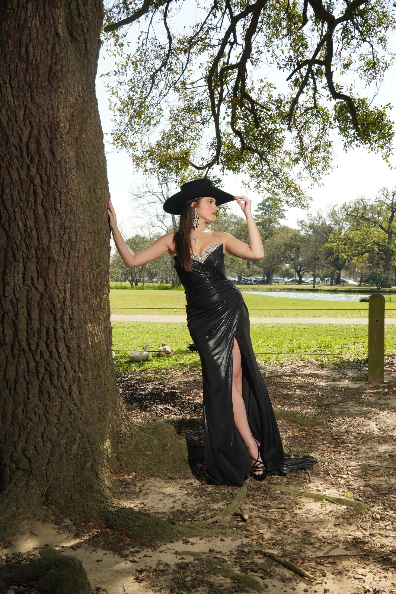 Midnight Crystal Western Glam Evening Gown