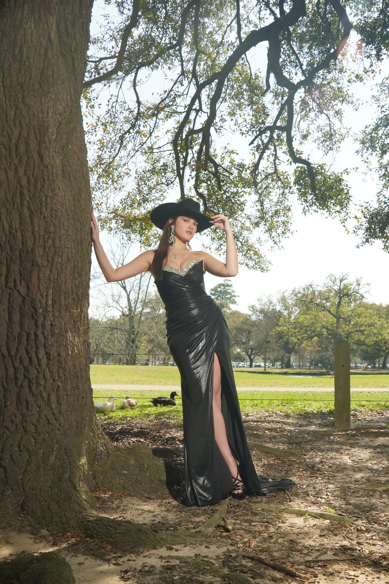Midnight Crystal Western Glam Evening Gown
