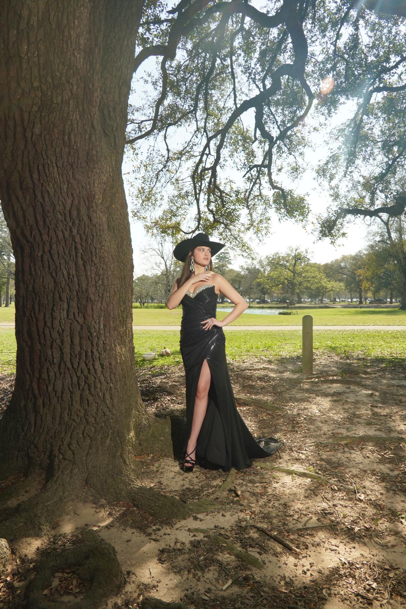 Midnight Crystal Western Glam Evening Gown