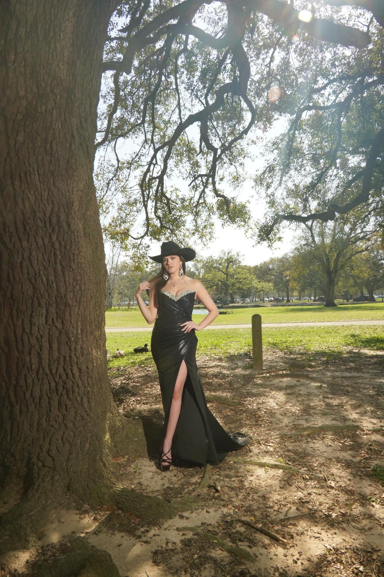 Midnight Crystal Western Glam Evening Gown