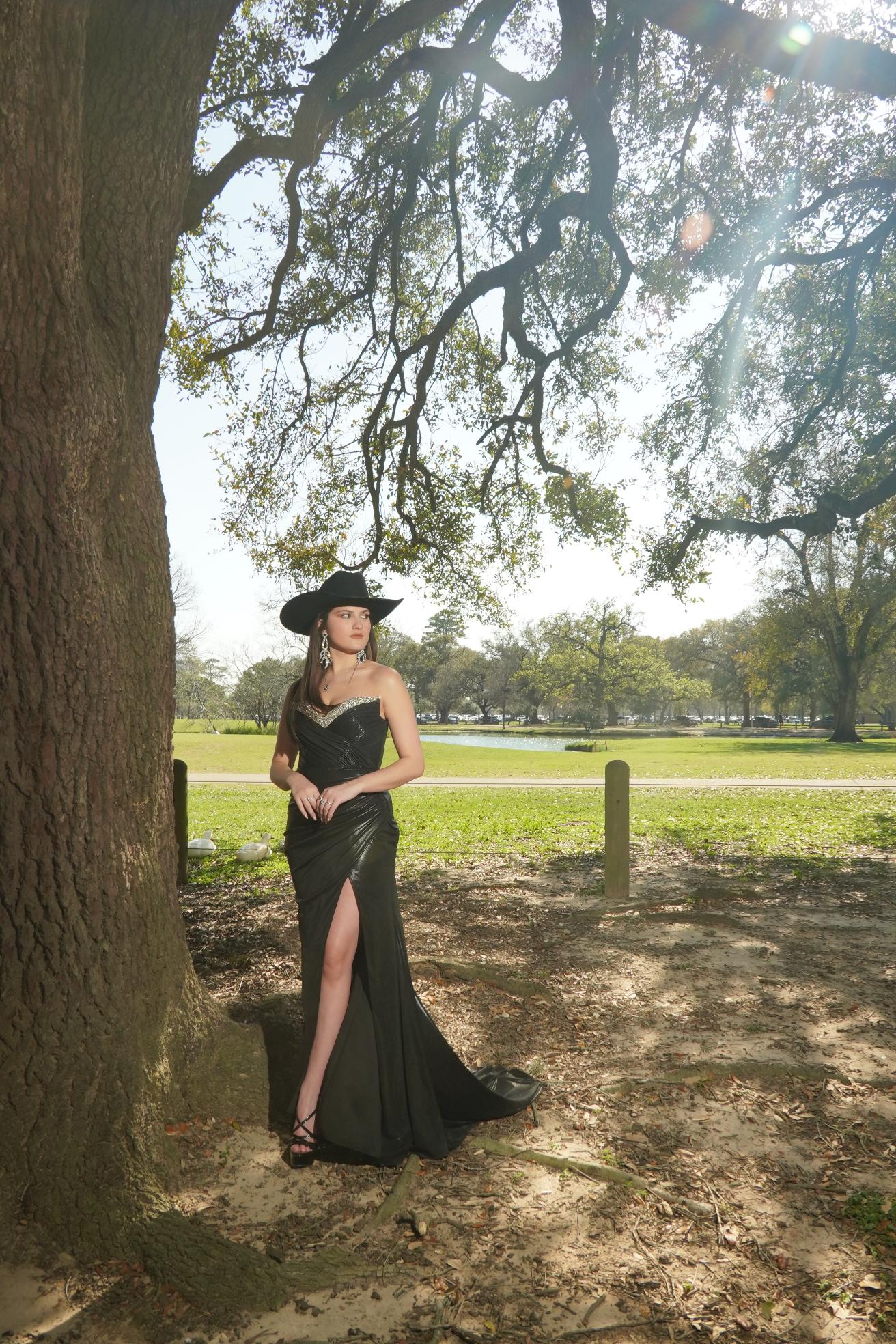 Midnight Crystal Western Glam Evening Gown