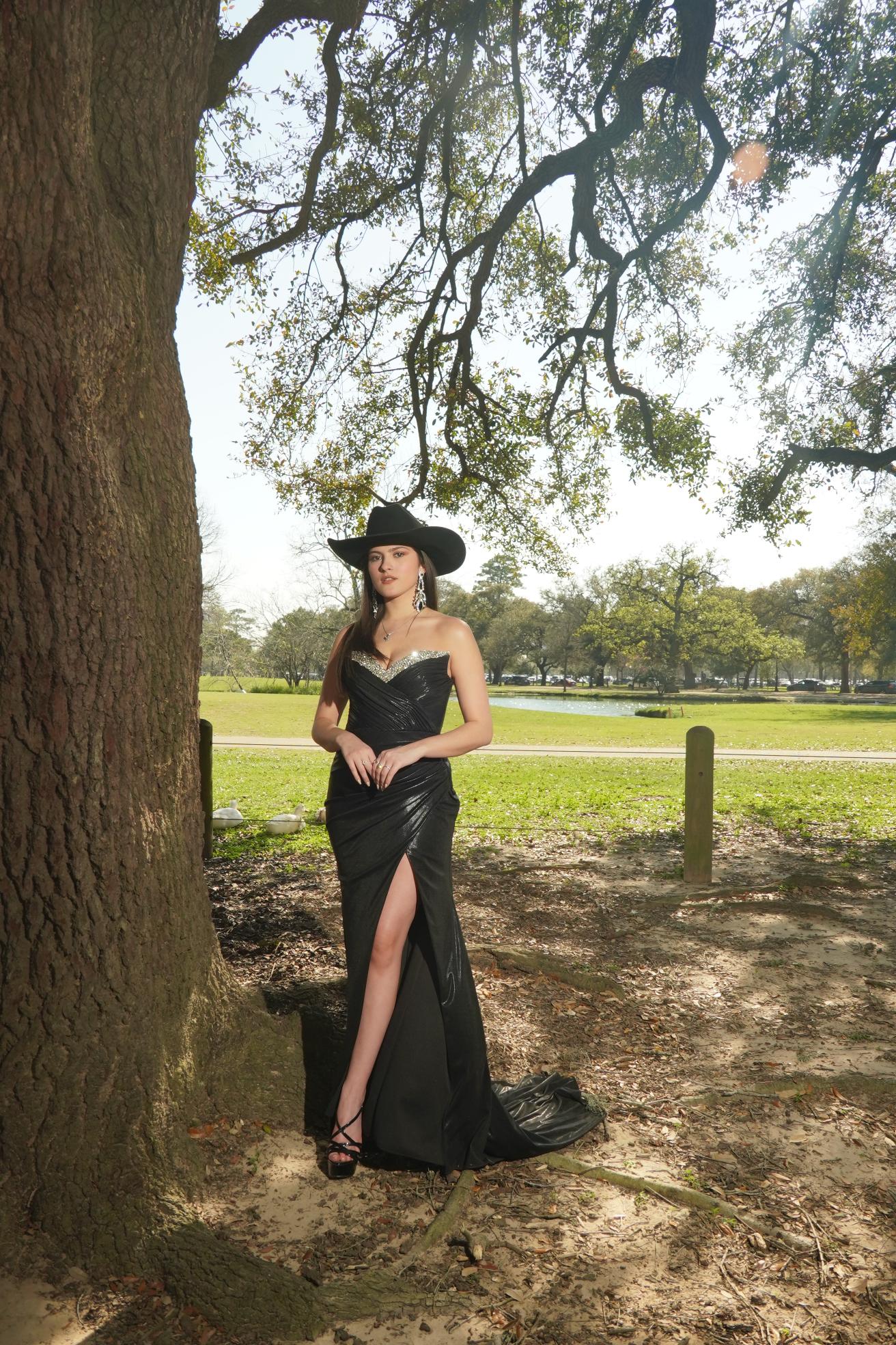 Midnight Crystal Western Glam Evening Gown