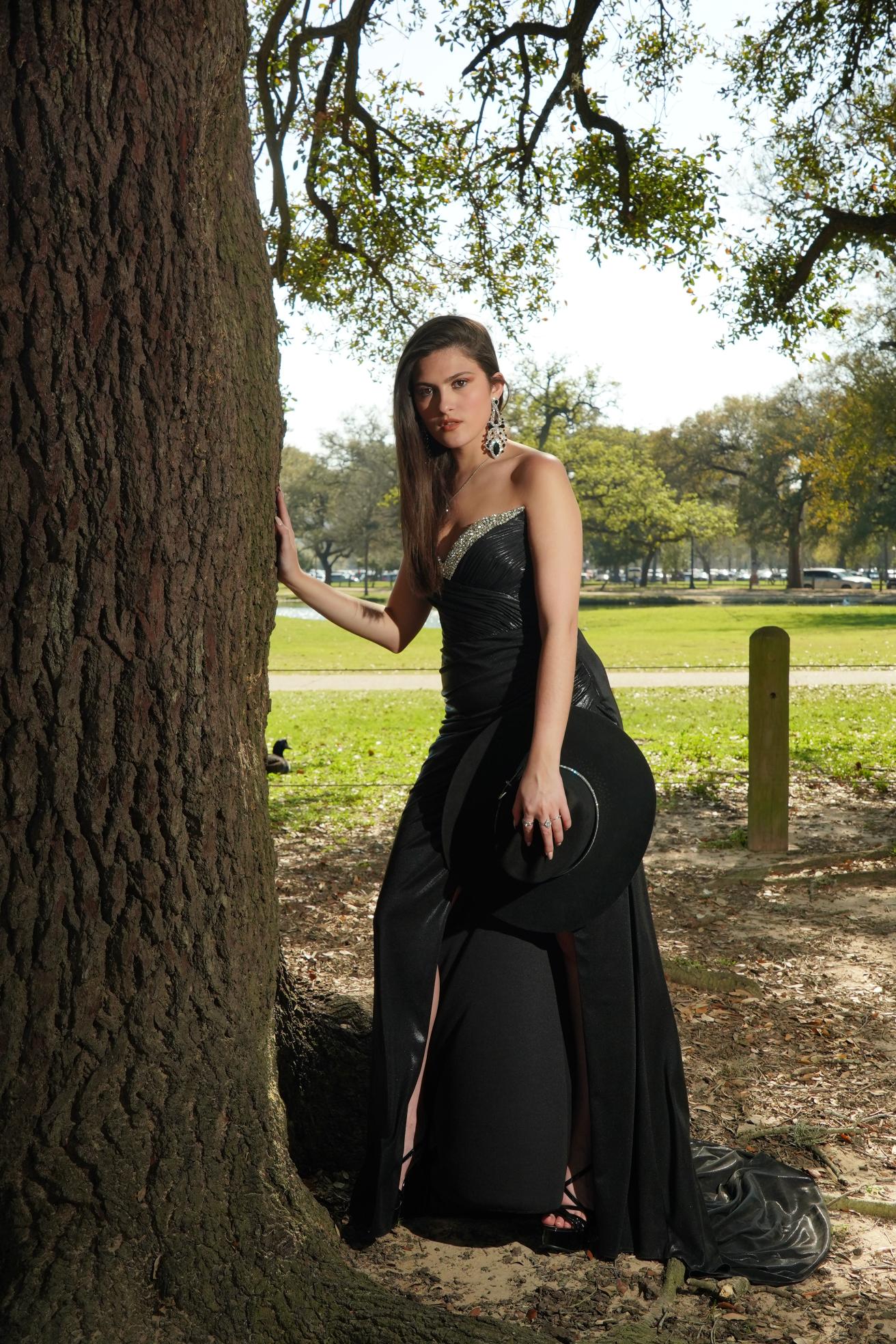 Midnight Crystal Western Glam Evening Gown