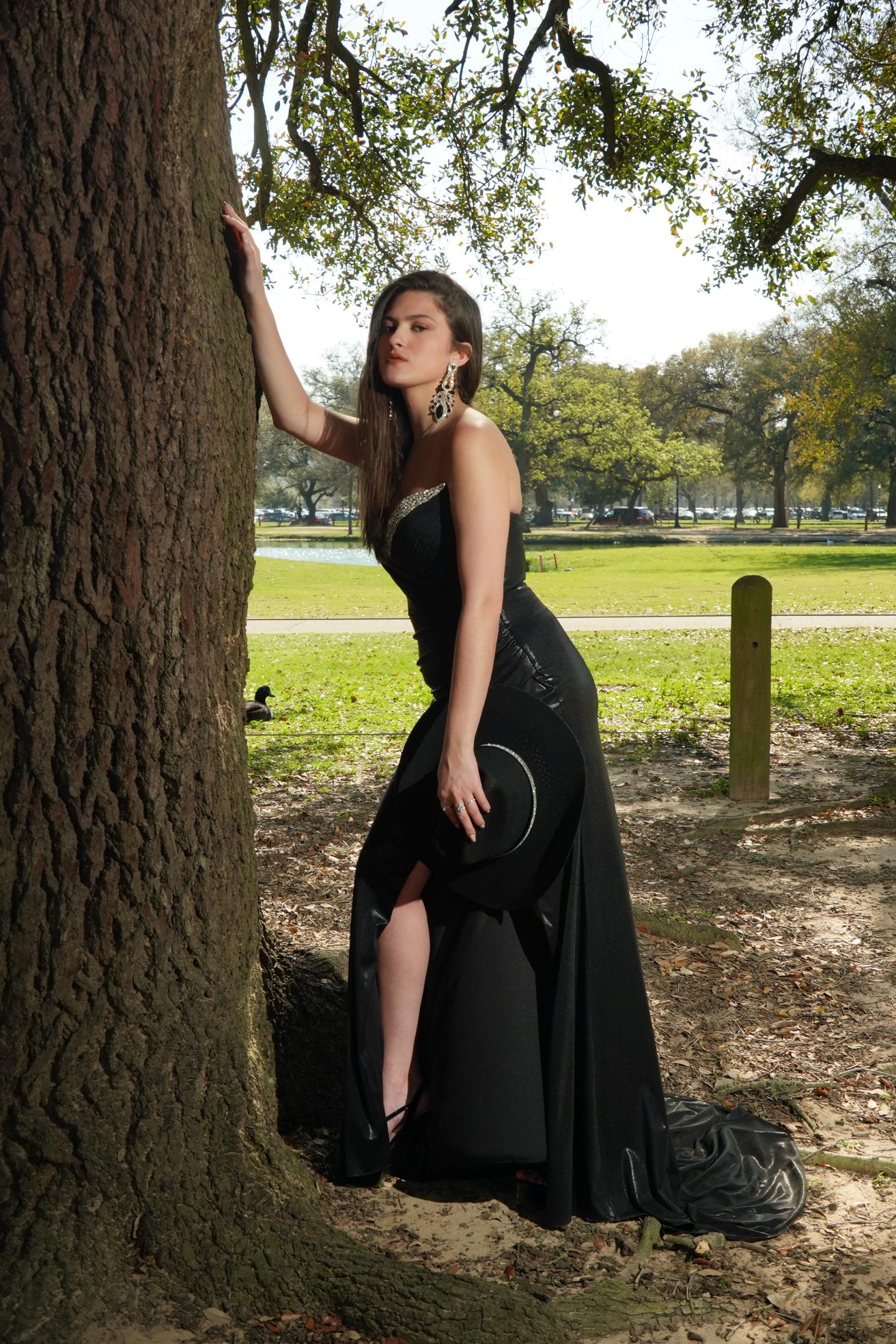 Midnight Crystal Western Glam Evening Gown
