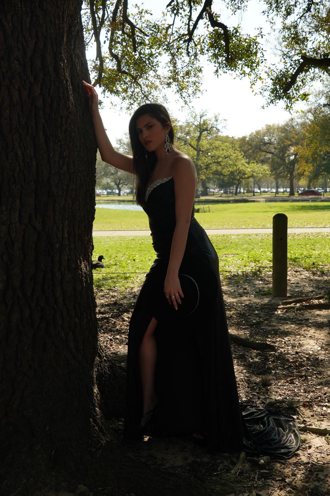 Midnight Crystal Western Glam Evening Gown