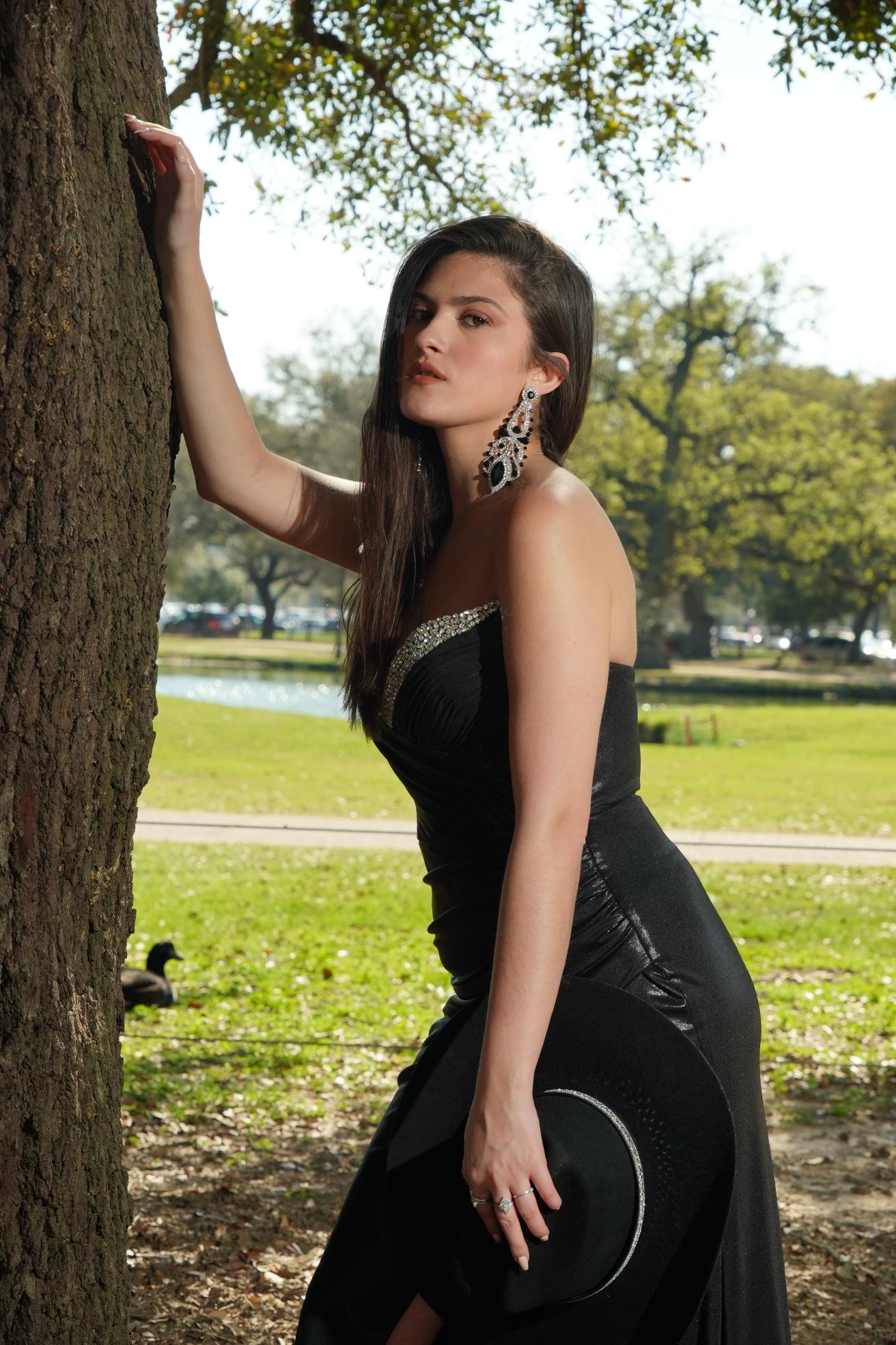 Midnight Crystal Western Glam Evening Gown