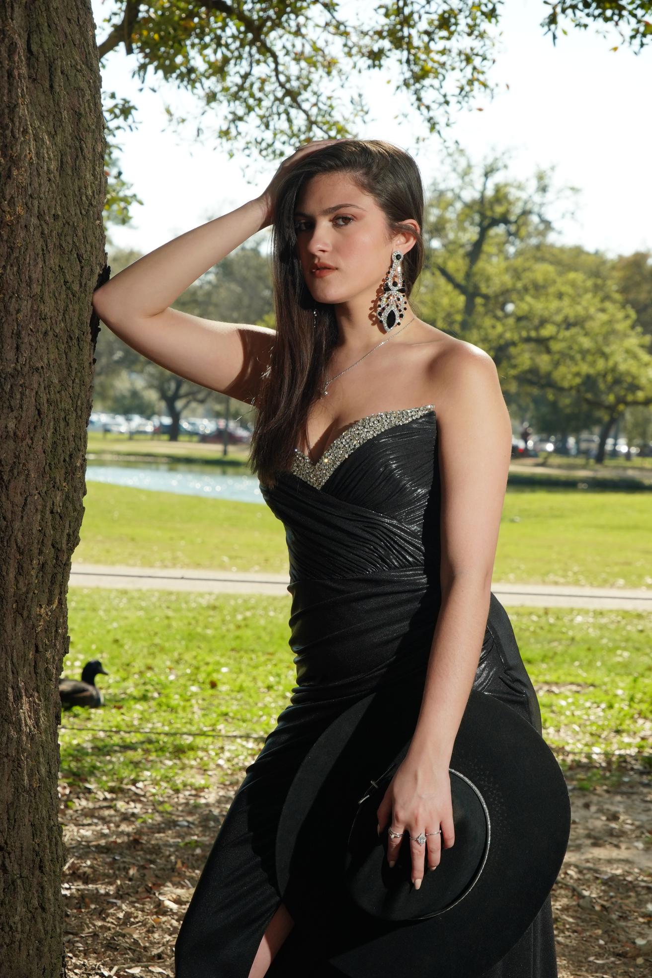 Midnight Crystal Western Glam Evening Gown
