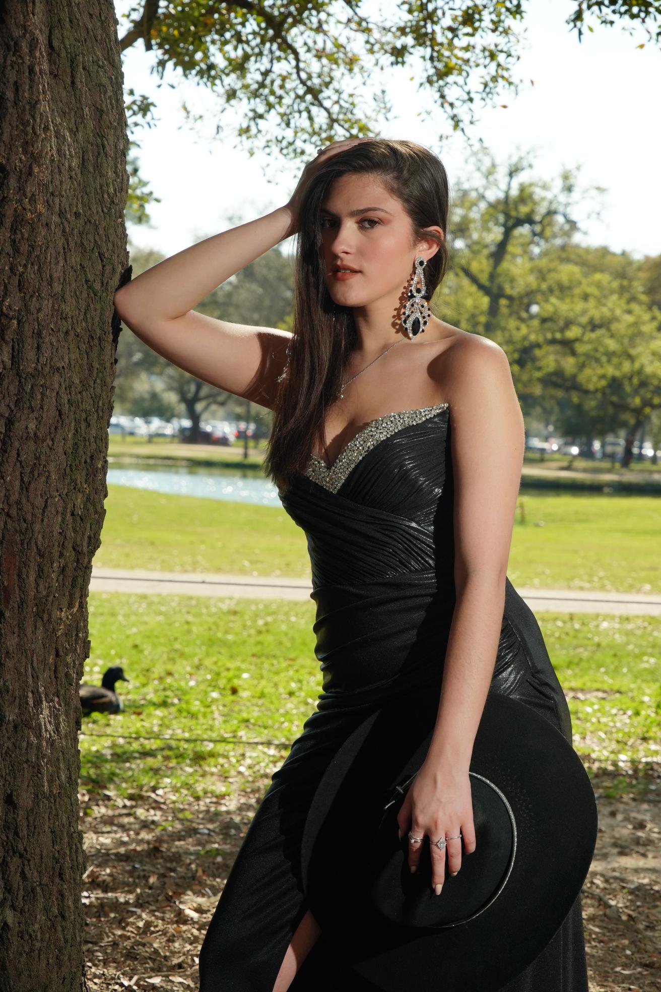 Midnight Crystal Western Glam Evening Gown