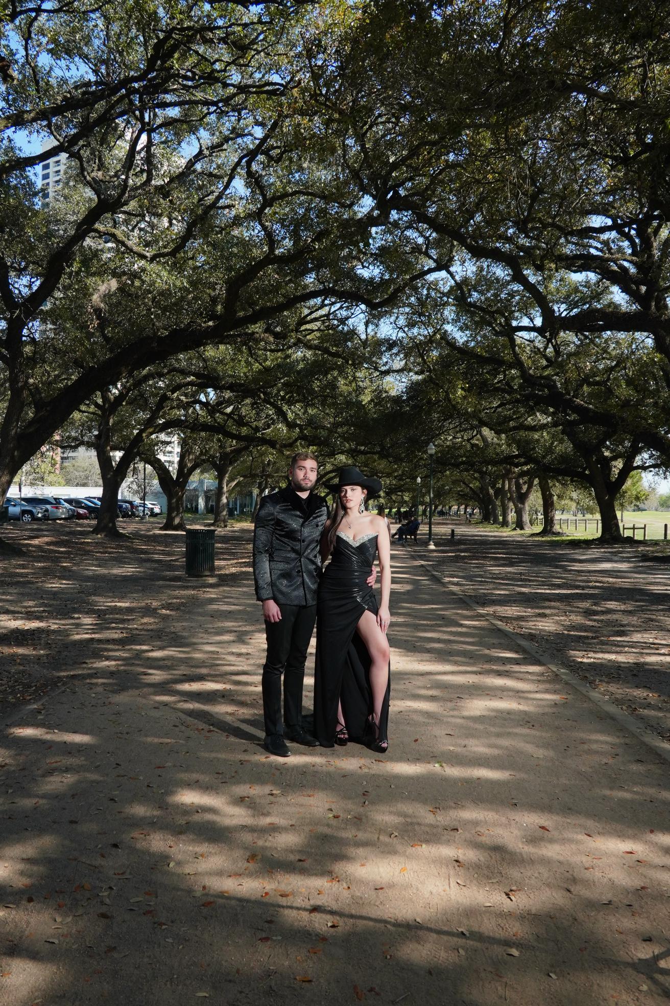 Dramatic black glam evening styling
