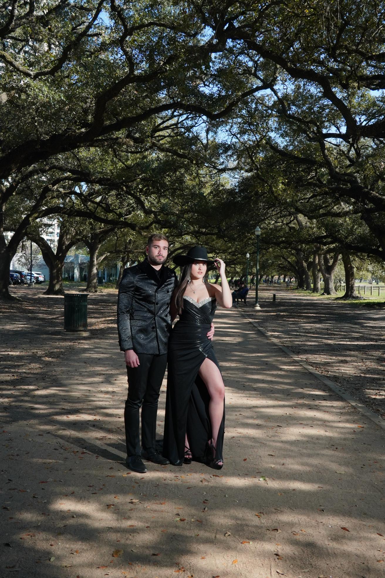 Dramatic black glam evening styling