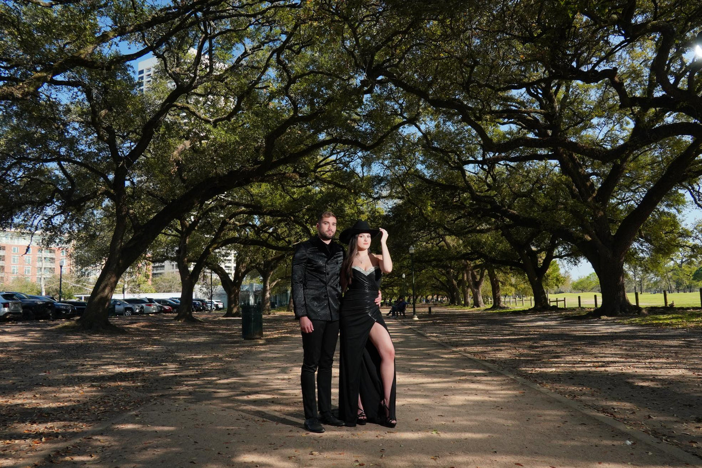 Dramatic black glam evening styling