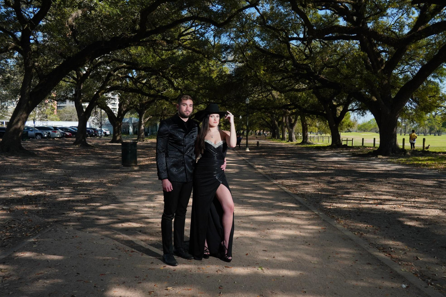Dramatic black glam evening styling