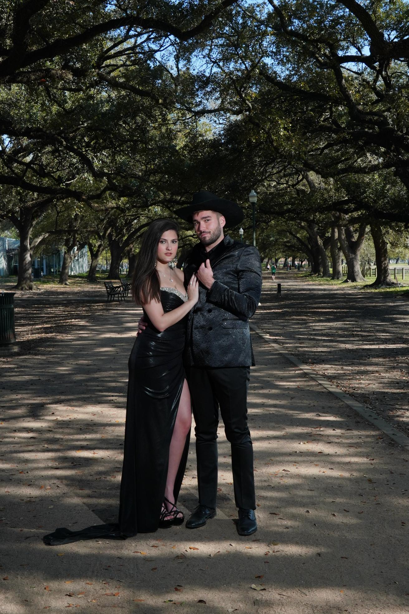 Dramatic black glam evening styling