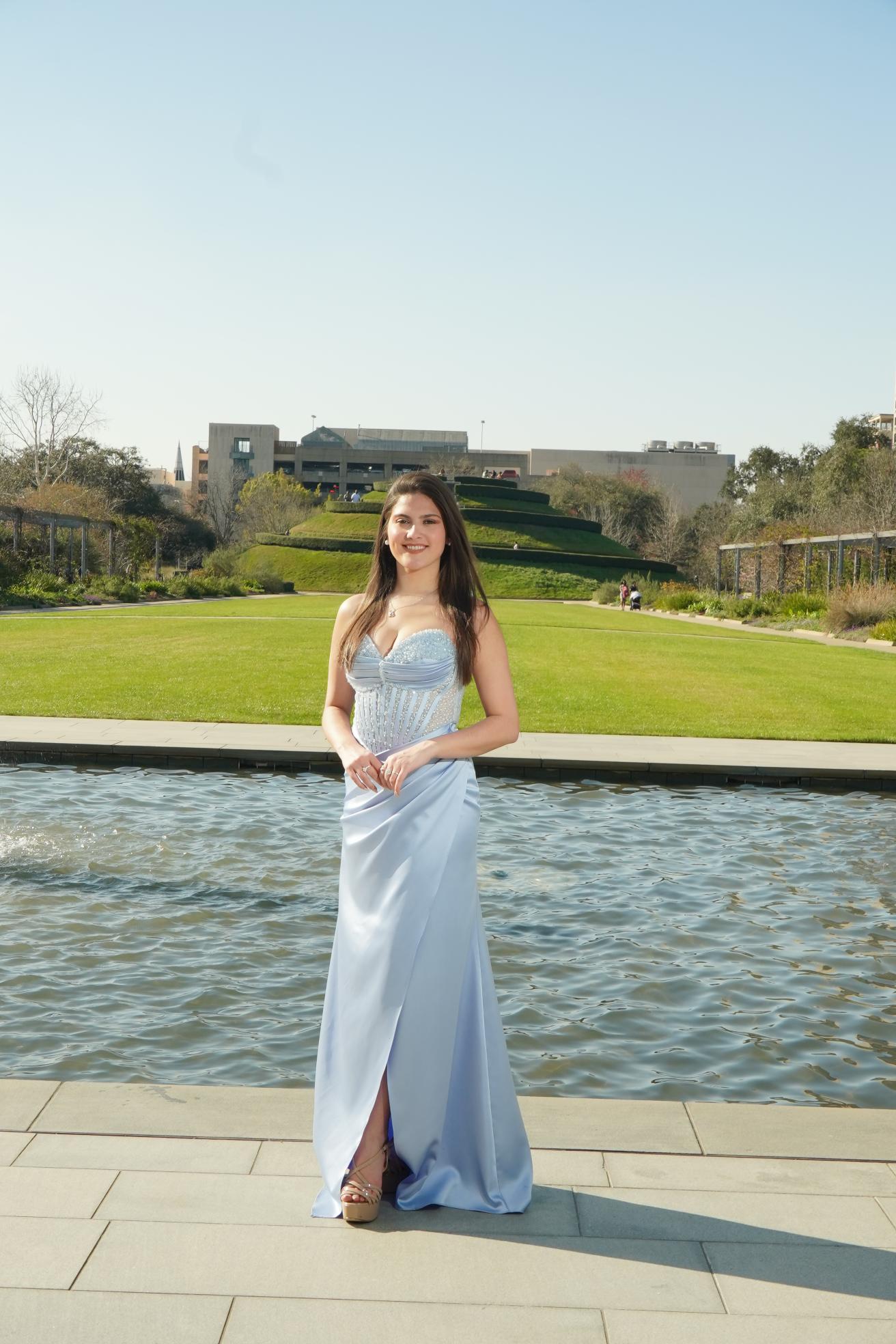 Ice Blue Crystal Corset Prom Gown
