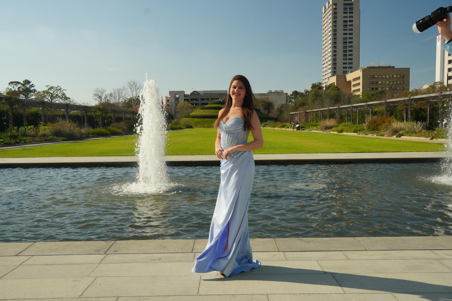 Ice Blue Crystal Corset Prom Gown