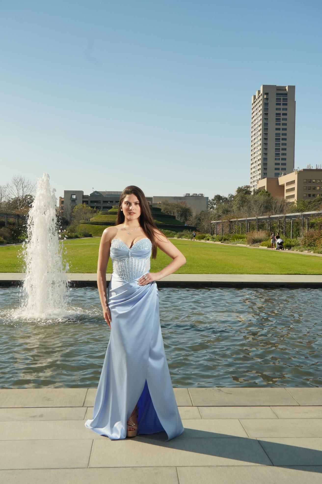 Ice Blue Crystal Corset Prom Gown