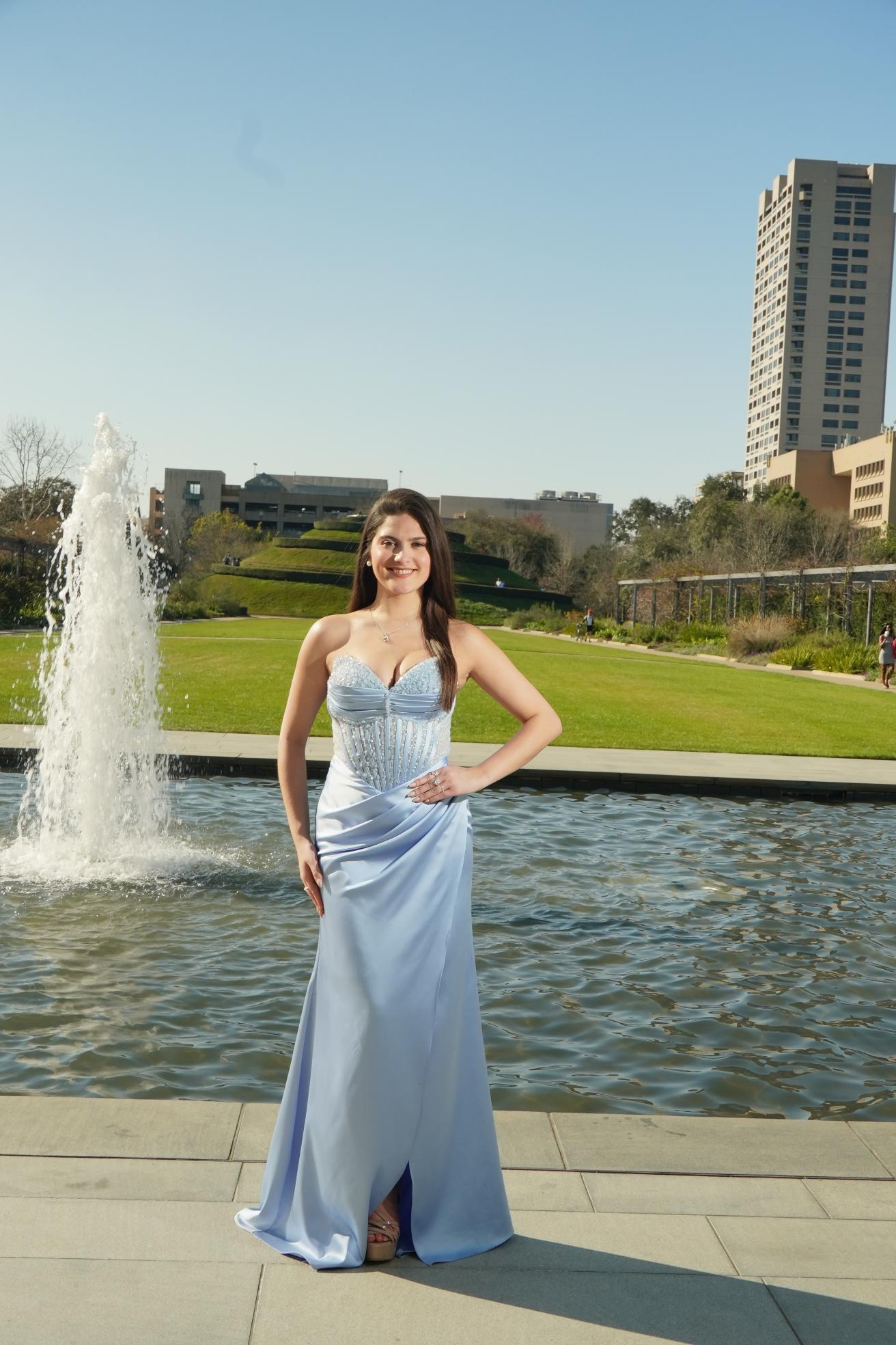 Ice Blue Crystal Corset Prom Gown