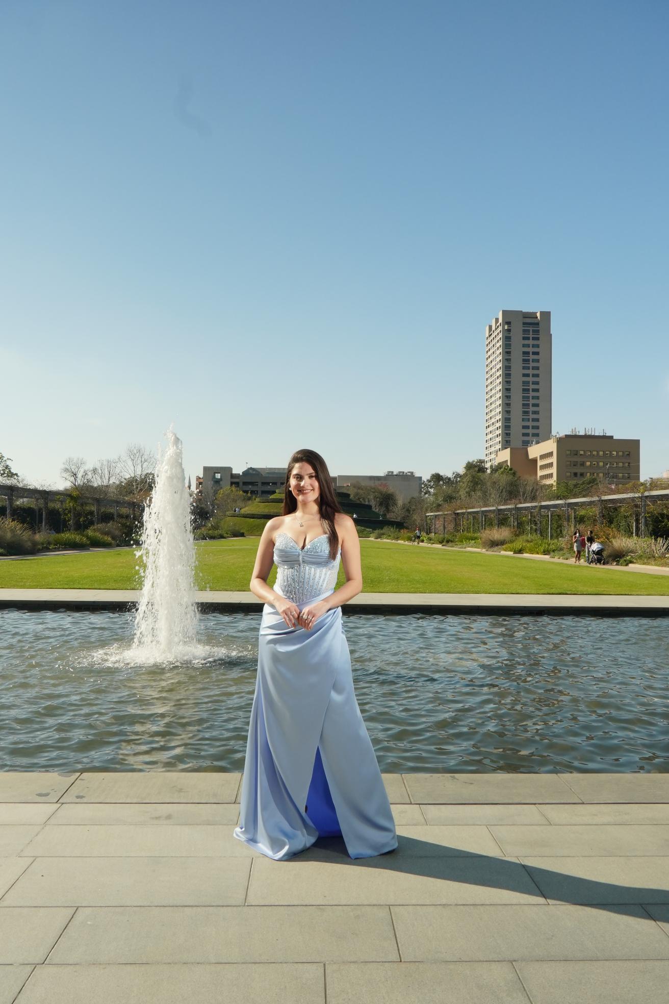 Ice Blue Crystal Corset Prom Gown