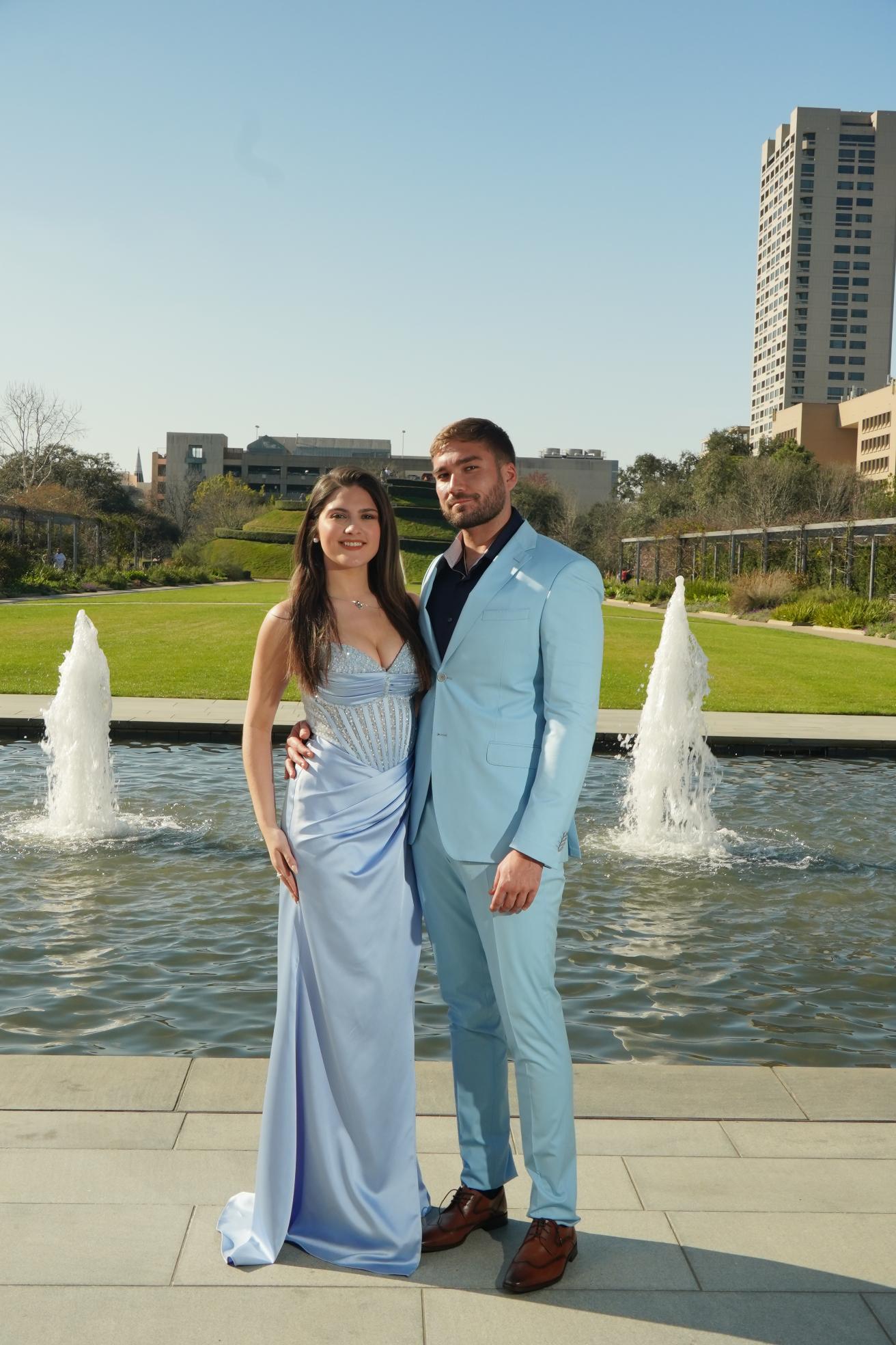Sky Blue Crystal Corset Prom Dress