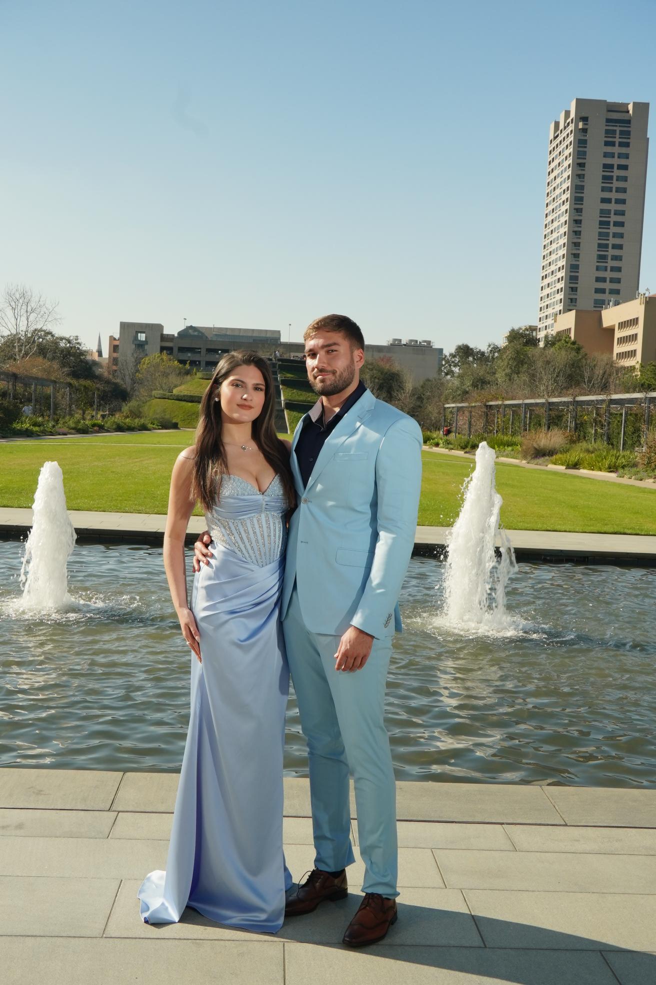 Sky Blue Crystal Corset Prom Dress