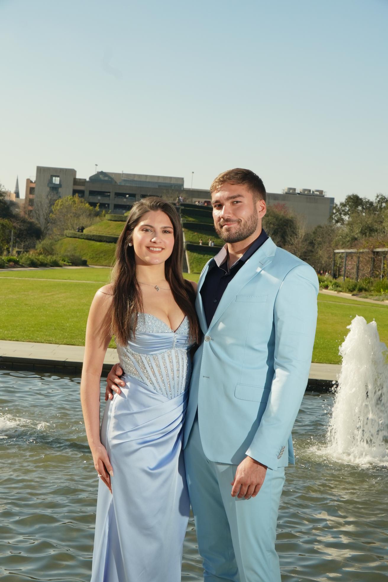 Sky Blue Crystal Corset Prom Dress