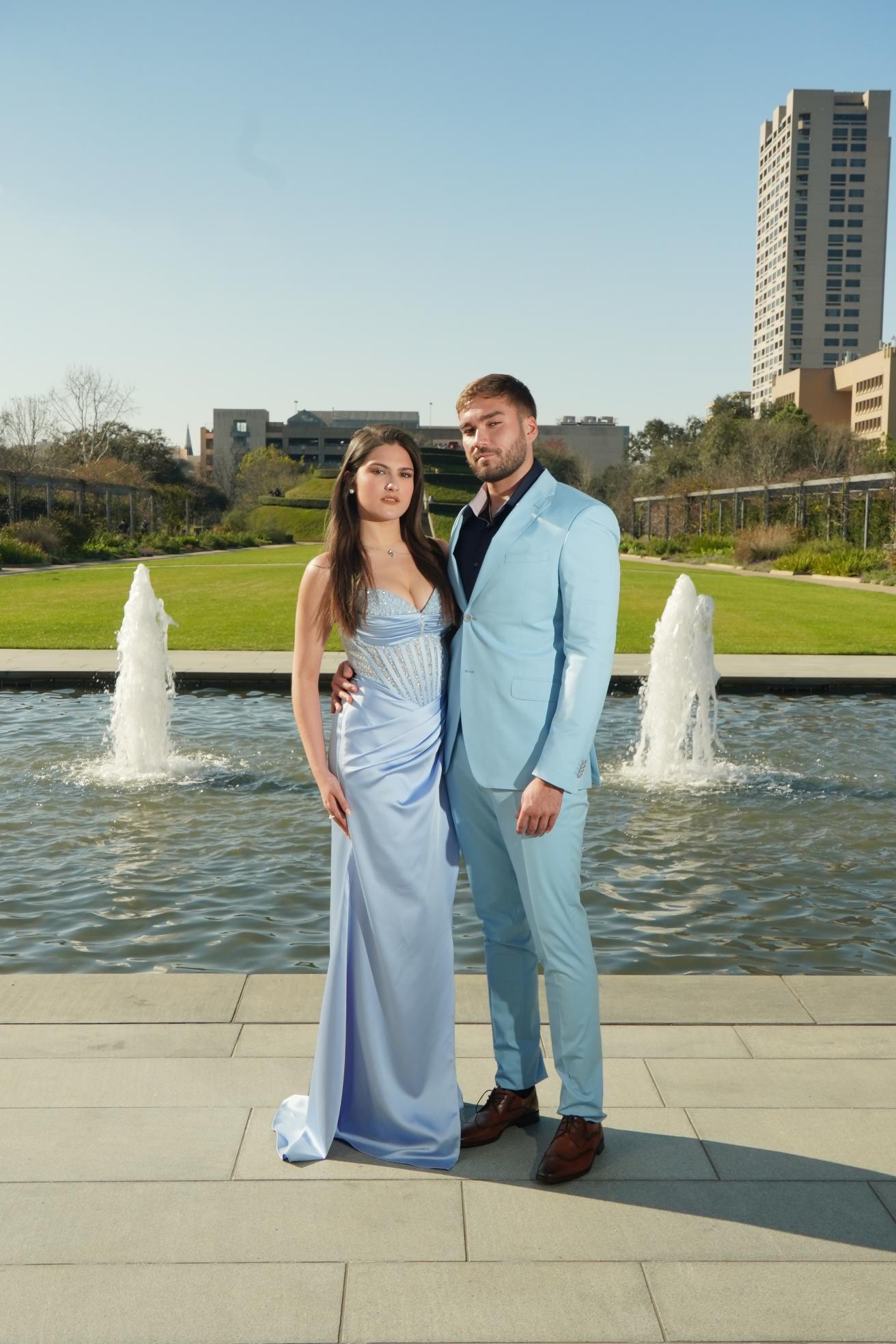 Sky Blue Crystal Corset Prom Dress