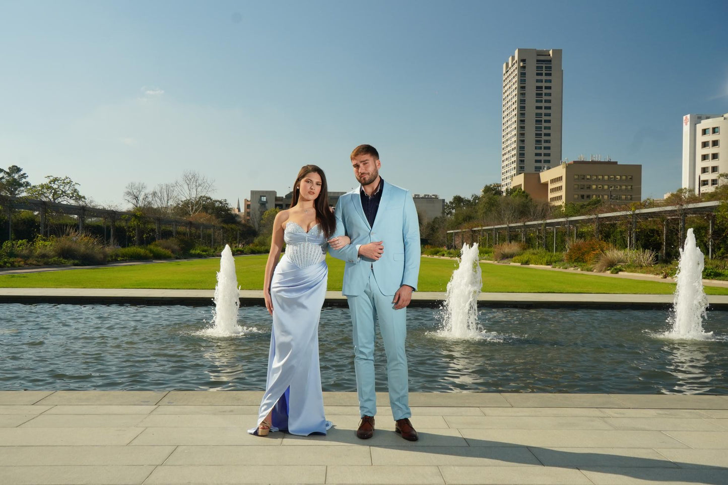 Sky Blue Crystal Corset Prom Dress
