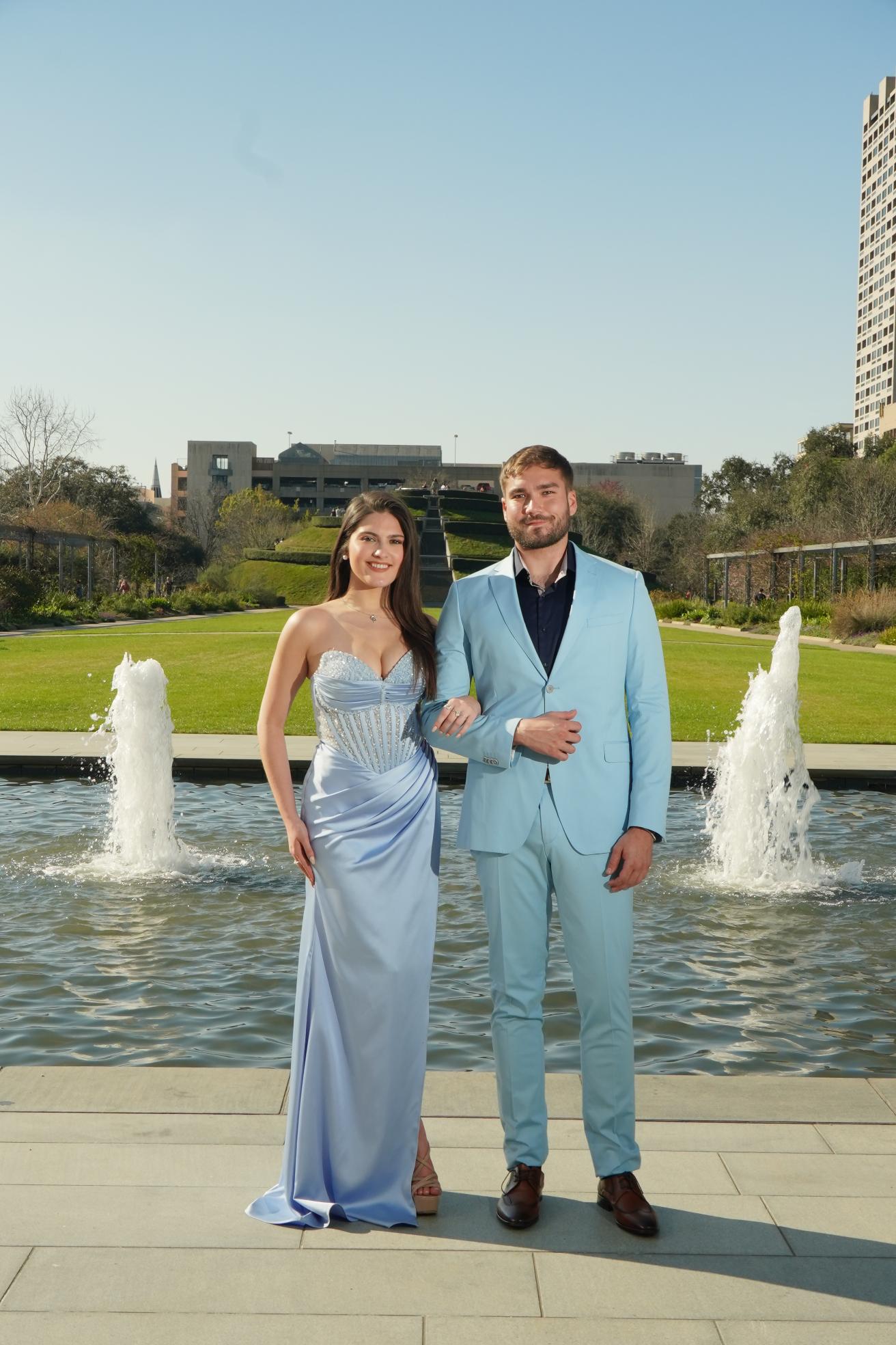 Sky Blue Crystal Corset Prom Dress
