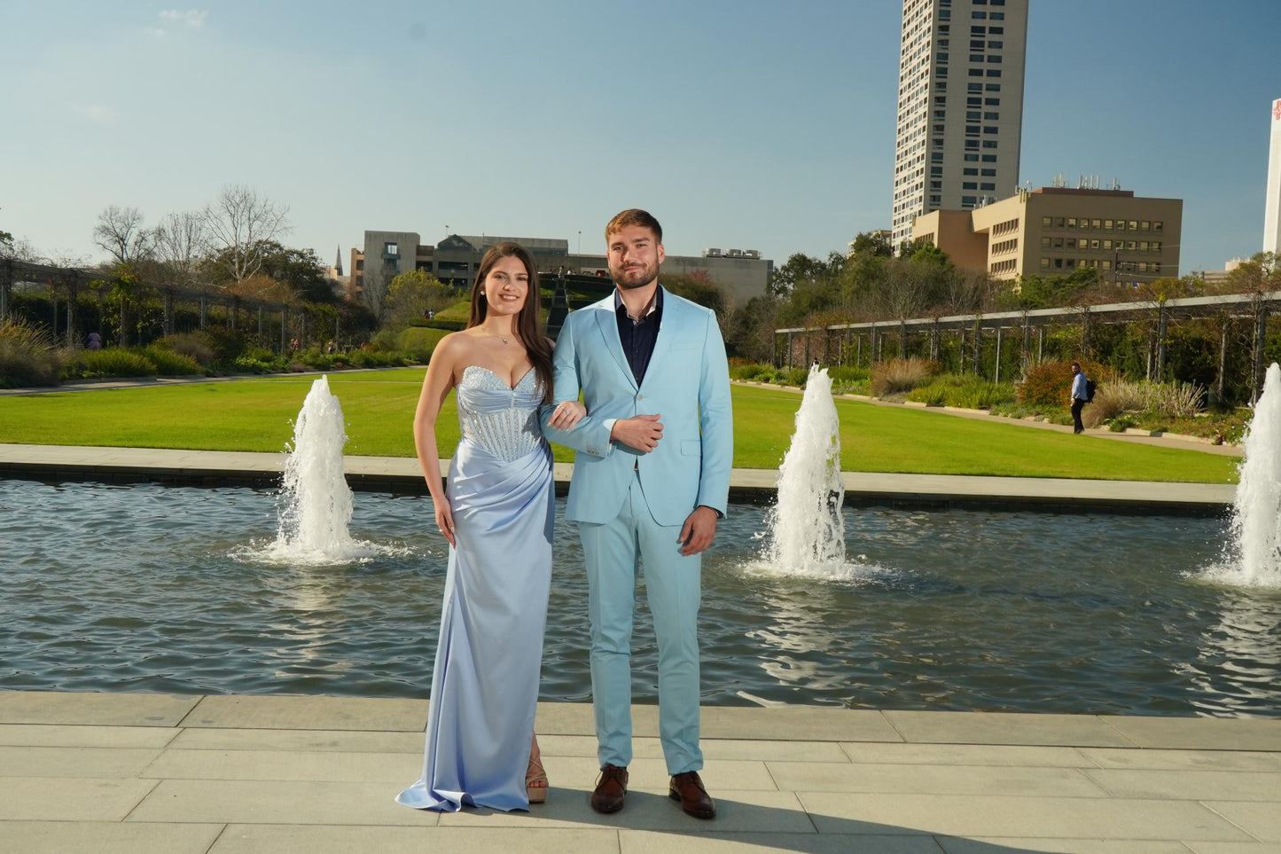 Sky Blue Crystal Corset Prom Dress