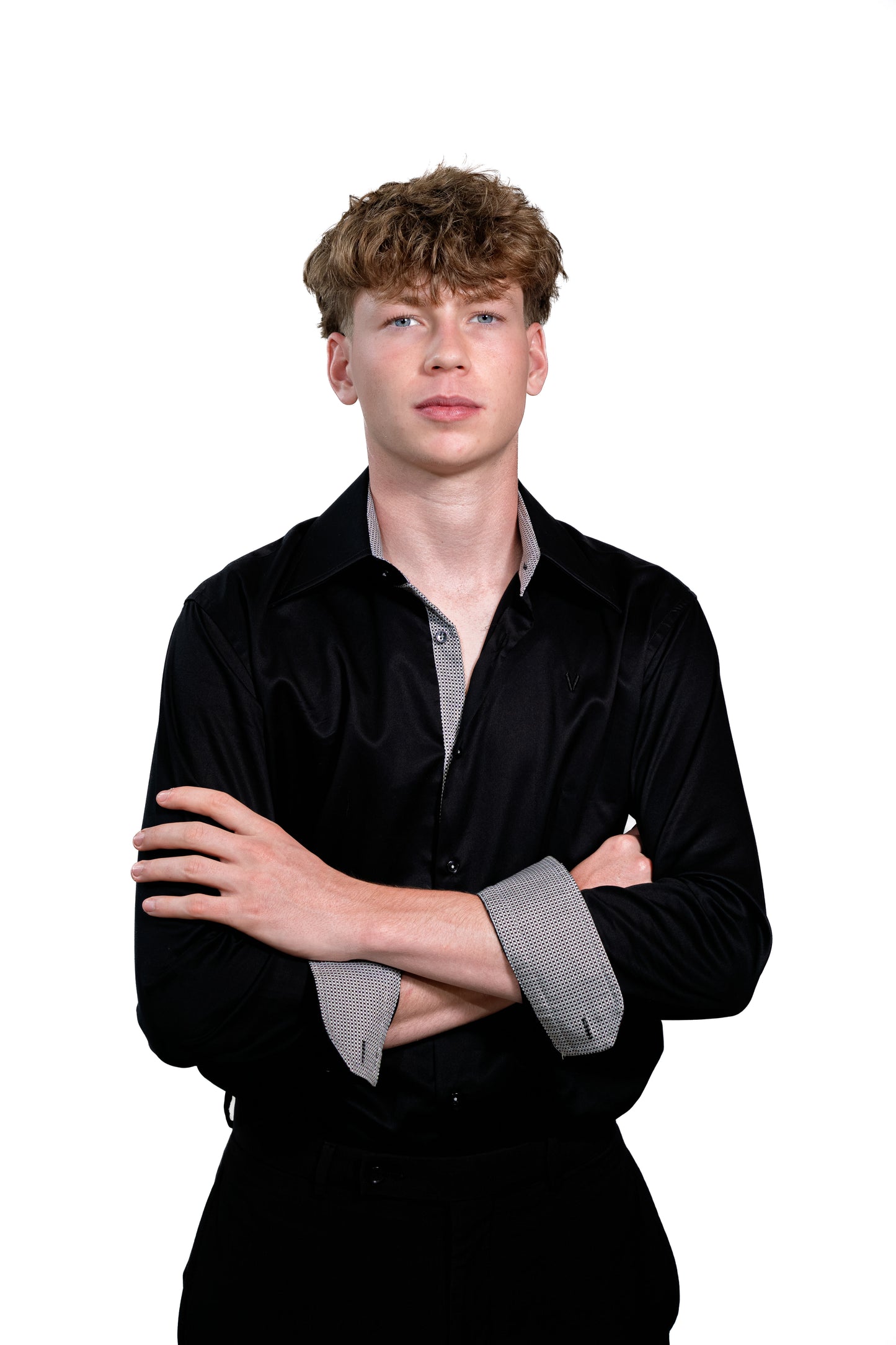 Valnti Black Slim Fit Dress Shirt with Stylish Inner Collar