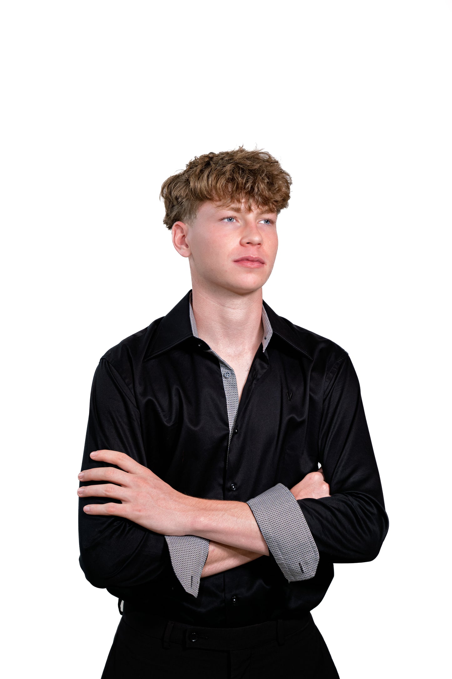 Valnti Black Slim Fit Dress Shirt with Stylish Inner Collar