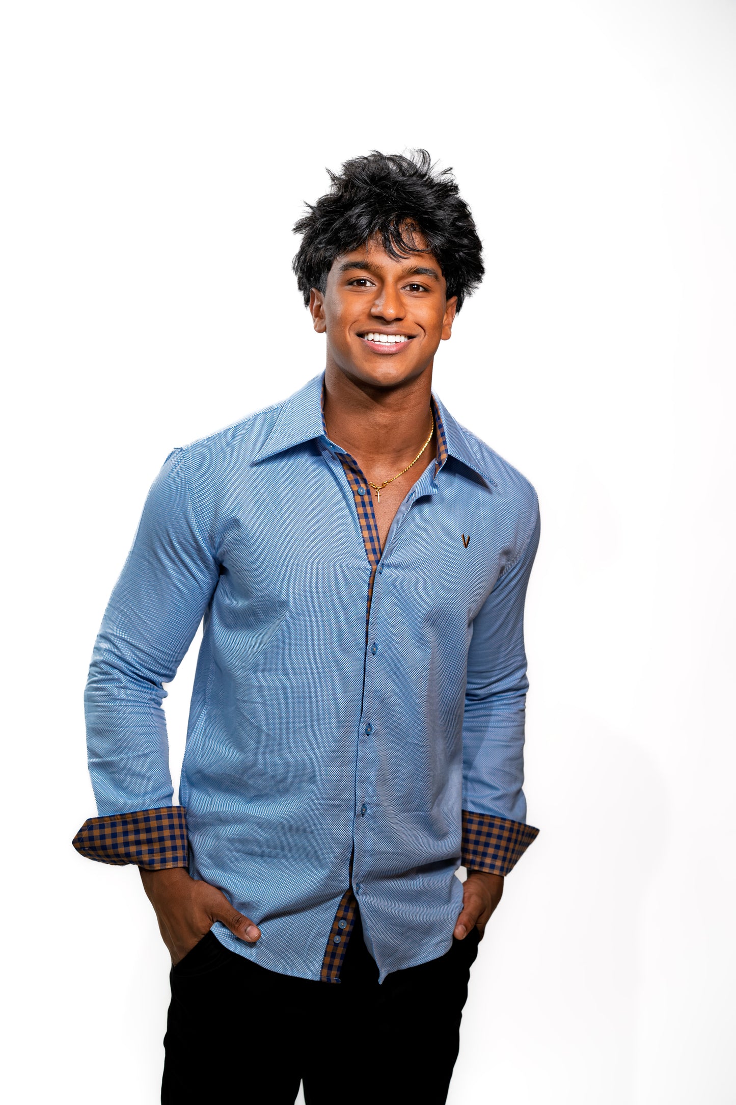 Men’s Sky Blue Slim Fit Formal Shirt with Contrast Cuffs