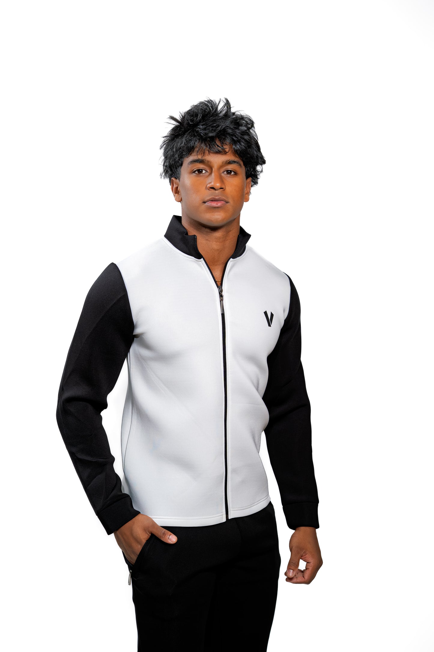 Valnti White Zip-Up Jacket for Sports & Casual Wear