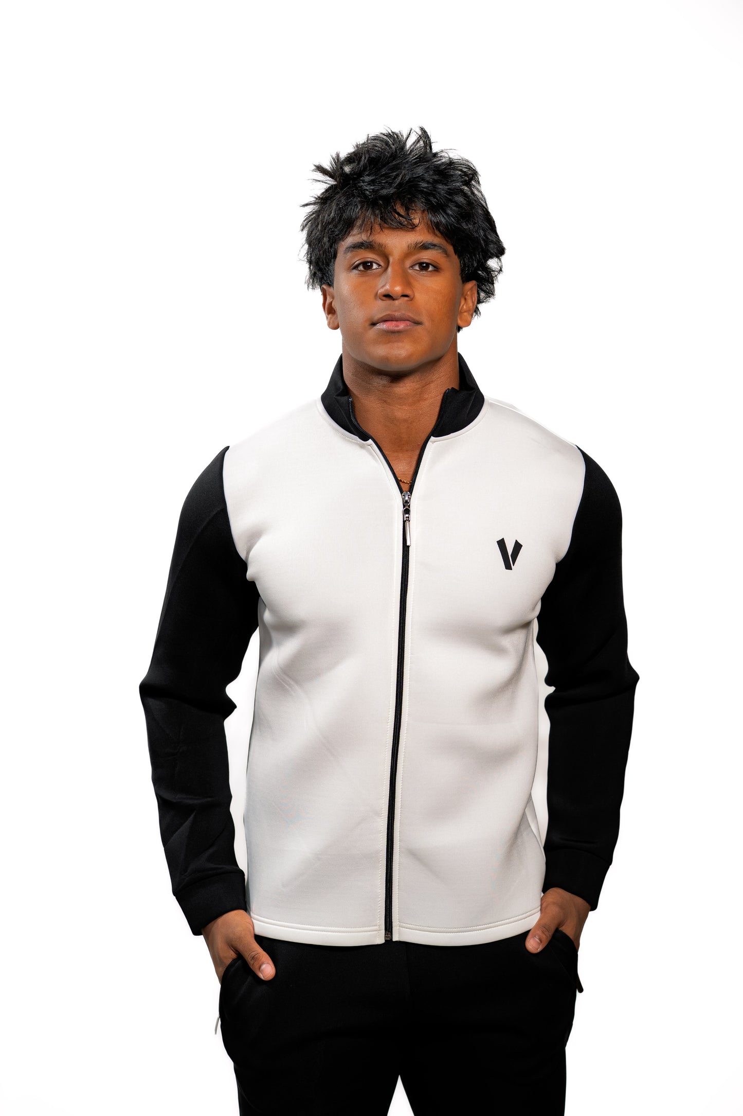 Valnti White Zip-Up Jacket for Sports & Casual Wear